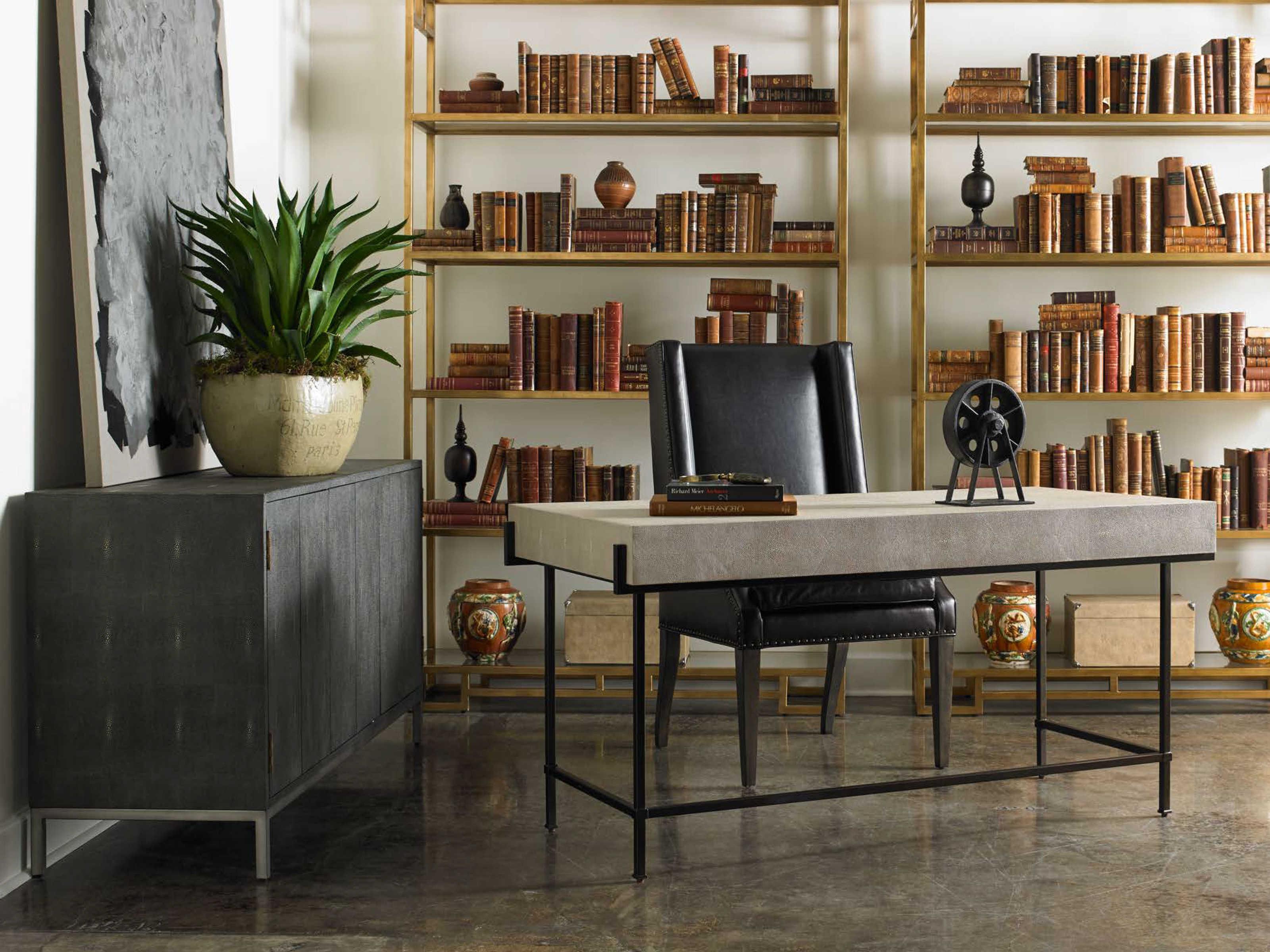 Lillian August Modern Archives Simone Taupe Shagreen Bronze Gray Secretary Desk