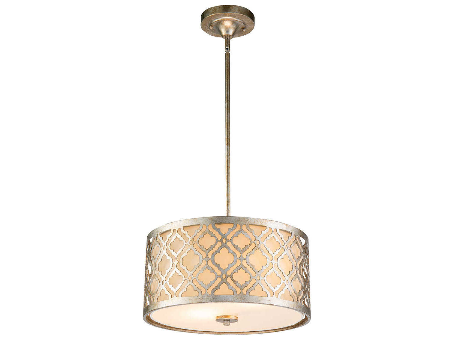 Lucas McKearn Arabella 2-Light Antique Silver Glass Drum Geometric Pendant