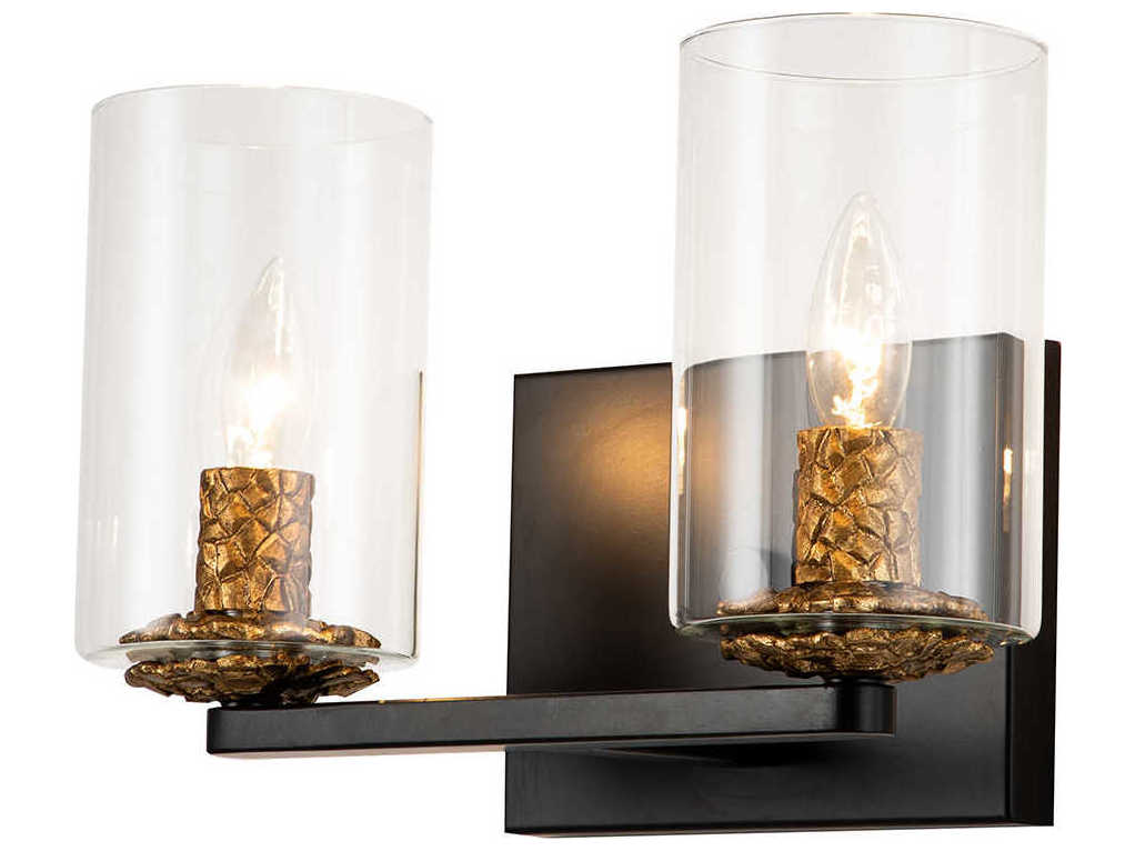 Lucas McKearn Bolivar 2-Light Matte Black Glass Vanity Light