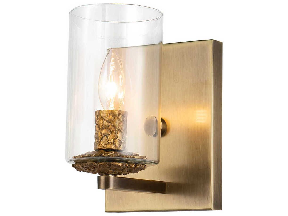 Lucas McKearn Bolivar 1-Light Antique Brass Glass Wall Sconce