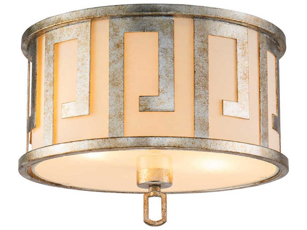 Lucas McKearn Lemuria 2-Light Antique Silver Geometric Round Flush Mount