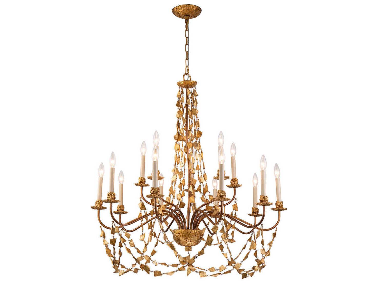 Lucas McKearn Mosaic 15-Light Gold Leaf Candelabra Chandelier