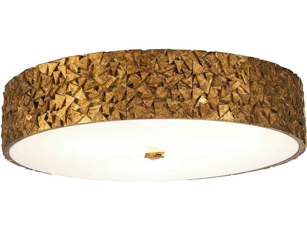 Lucas McKearn Mosaic 4-Light Gold Glass Drum Geometric Flush Mount