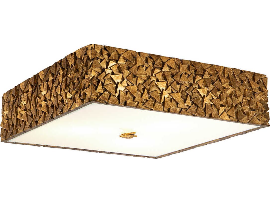 Lucas McKearn Mosaic 3-Light Gold Glass Geometric Flush Mount