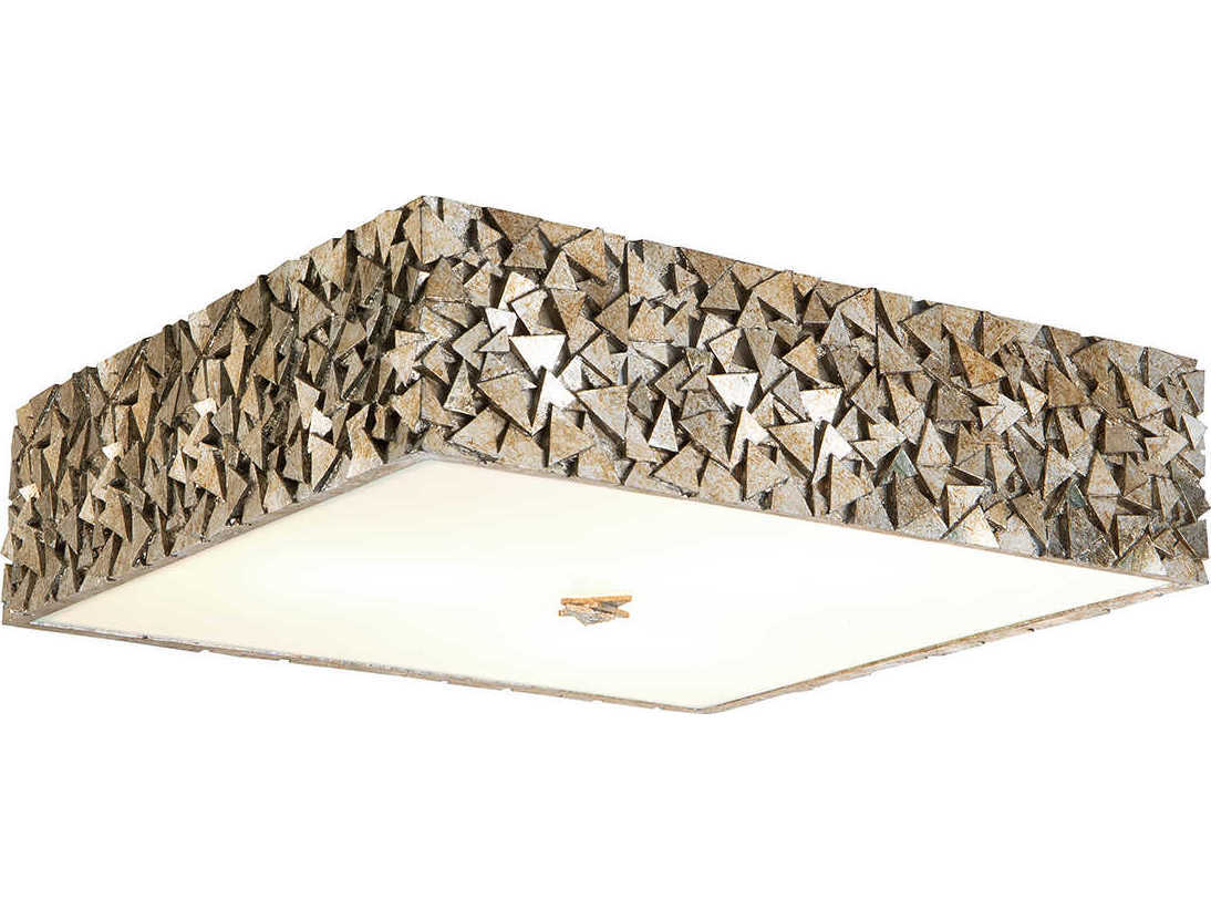 Lucas McKearn Mosaic 4-Light Silver Glass Geometric Flush Mount
