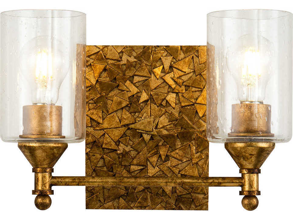 Lucas McKearn Mosaic 2-Light Gold Glass Vanity Light
