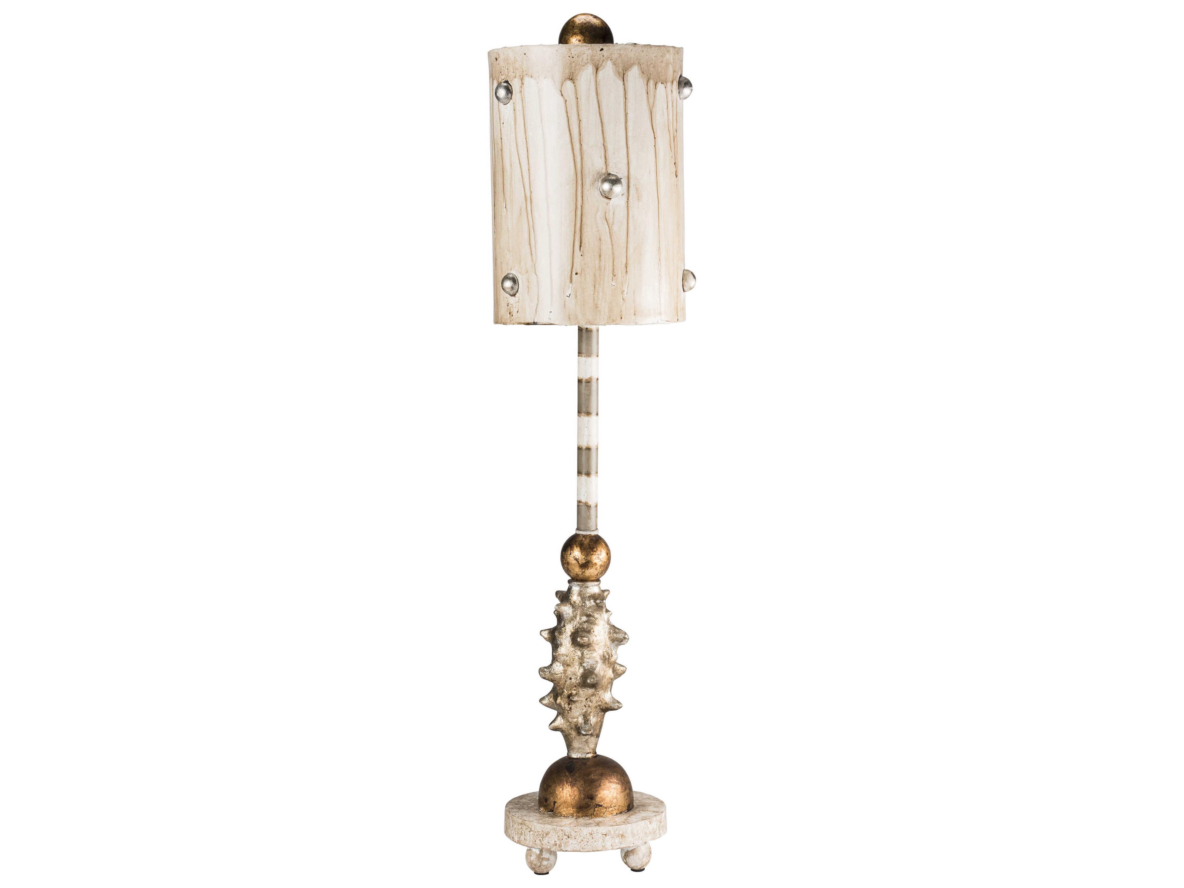 Lucas McKearn Pome Cream Putty Striped Gold Leaf Off White Table Lamp