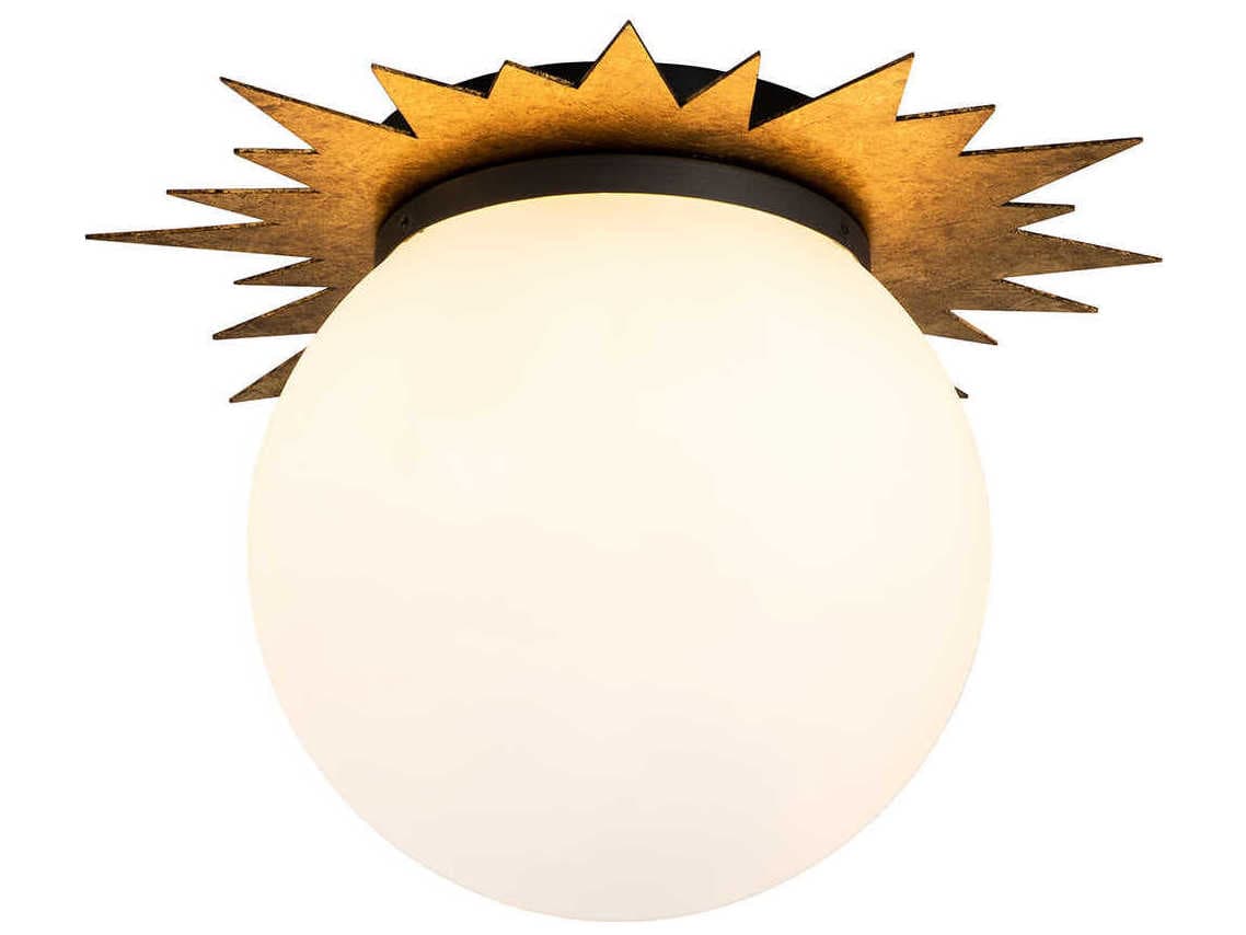 Lucas McKearn Soleil 3-Light Weathered Zinc Gold Glass LED Globe Round Flush Mount