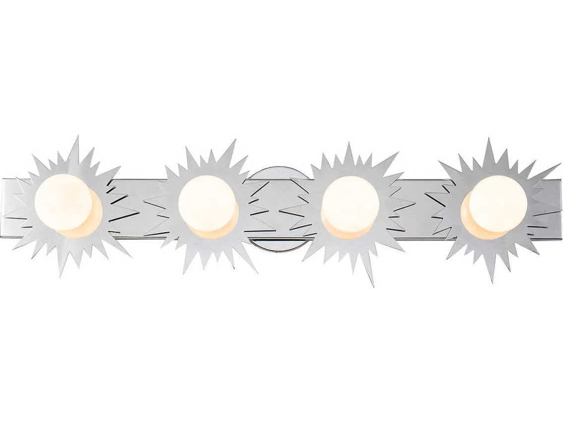 Lucas McKearn Soleil 4-Light Polished Chrome Glass LED Vanity Light