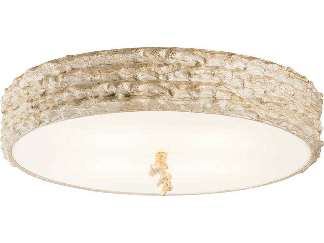 Lucas McKearn Trellis 4-Light Bone Brown Glass Round Flush Mount