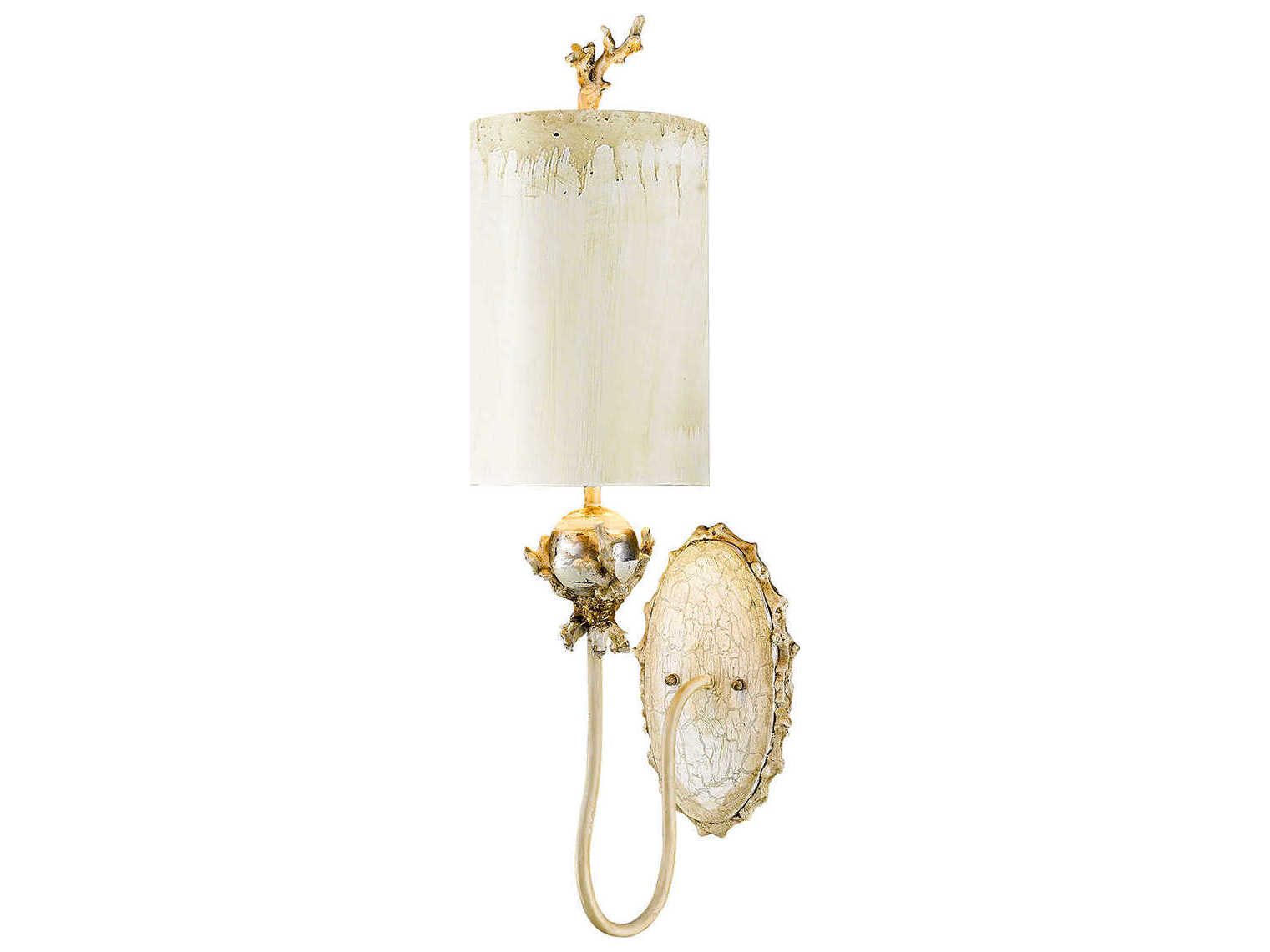 Lucas McKearn Trellis 1-Light Putty Patina Silver Leaf Brown Wall Sconce