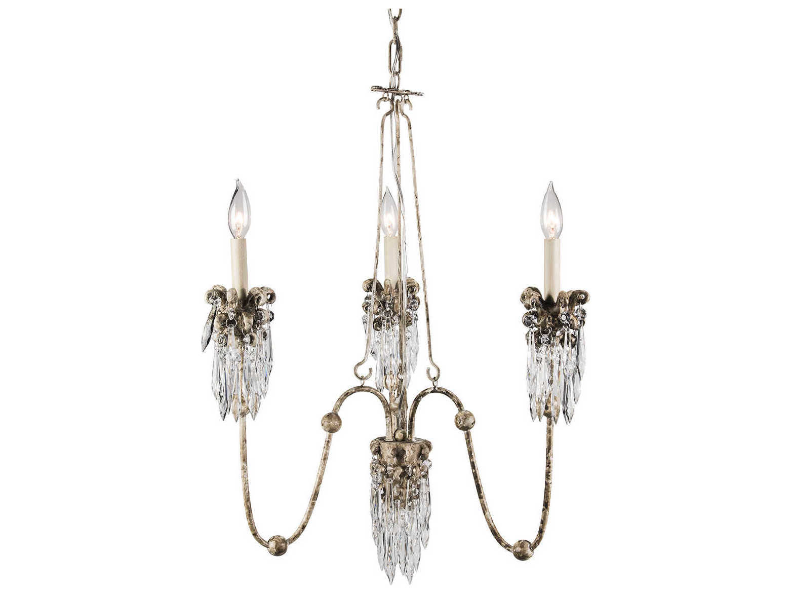 Lucas McKearn Venetian 3-Light Off White Crystal Glass Candelabra Chandelier
