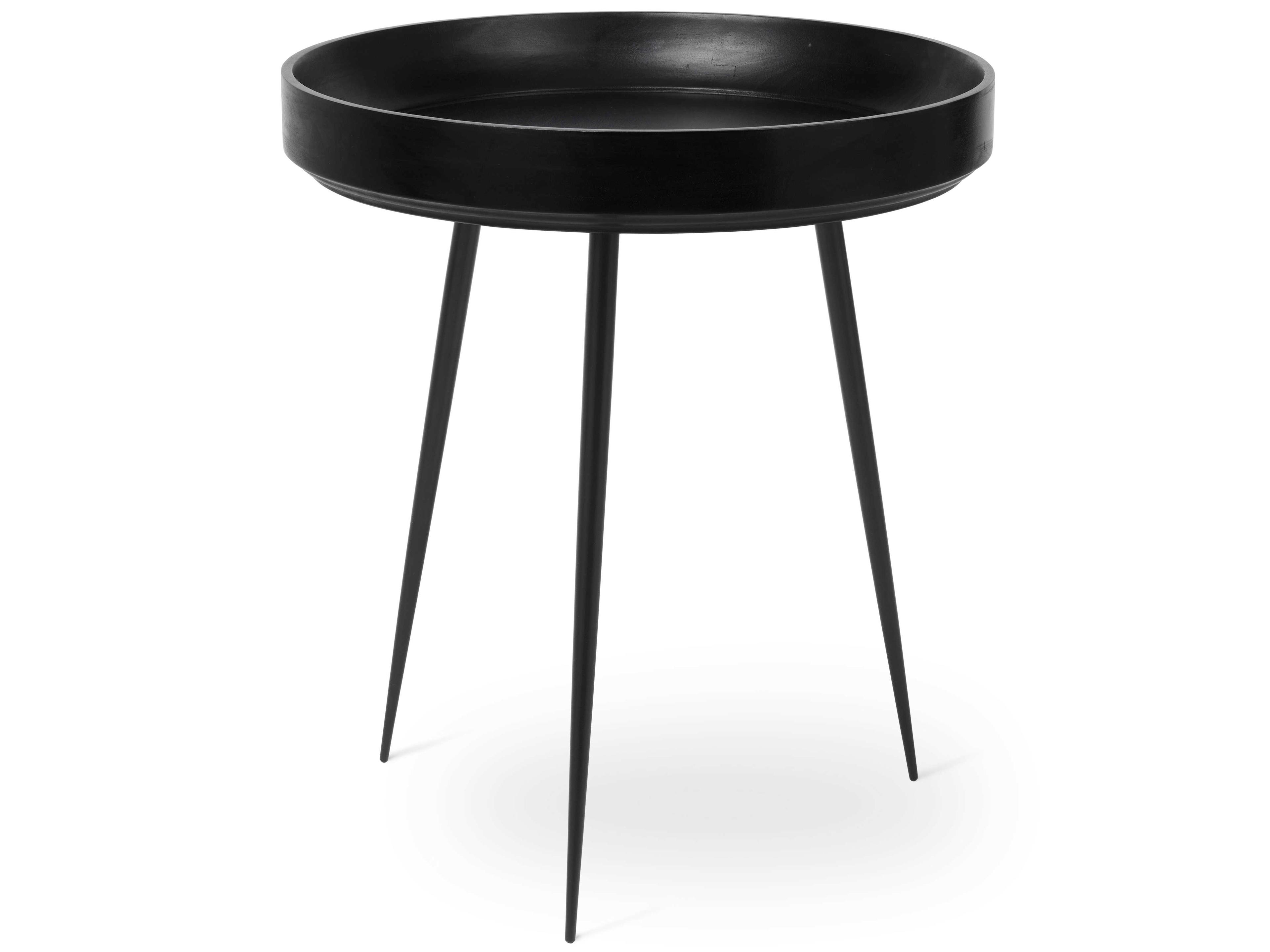 Mater Bowl Round Wood Black End Table