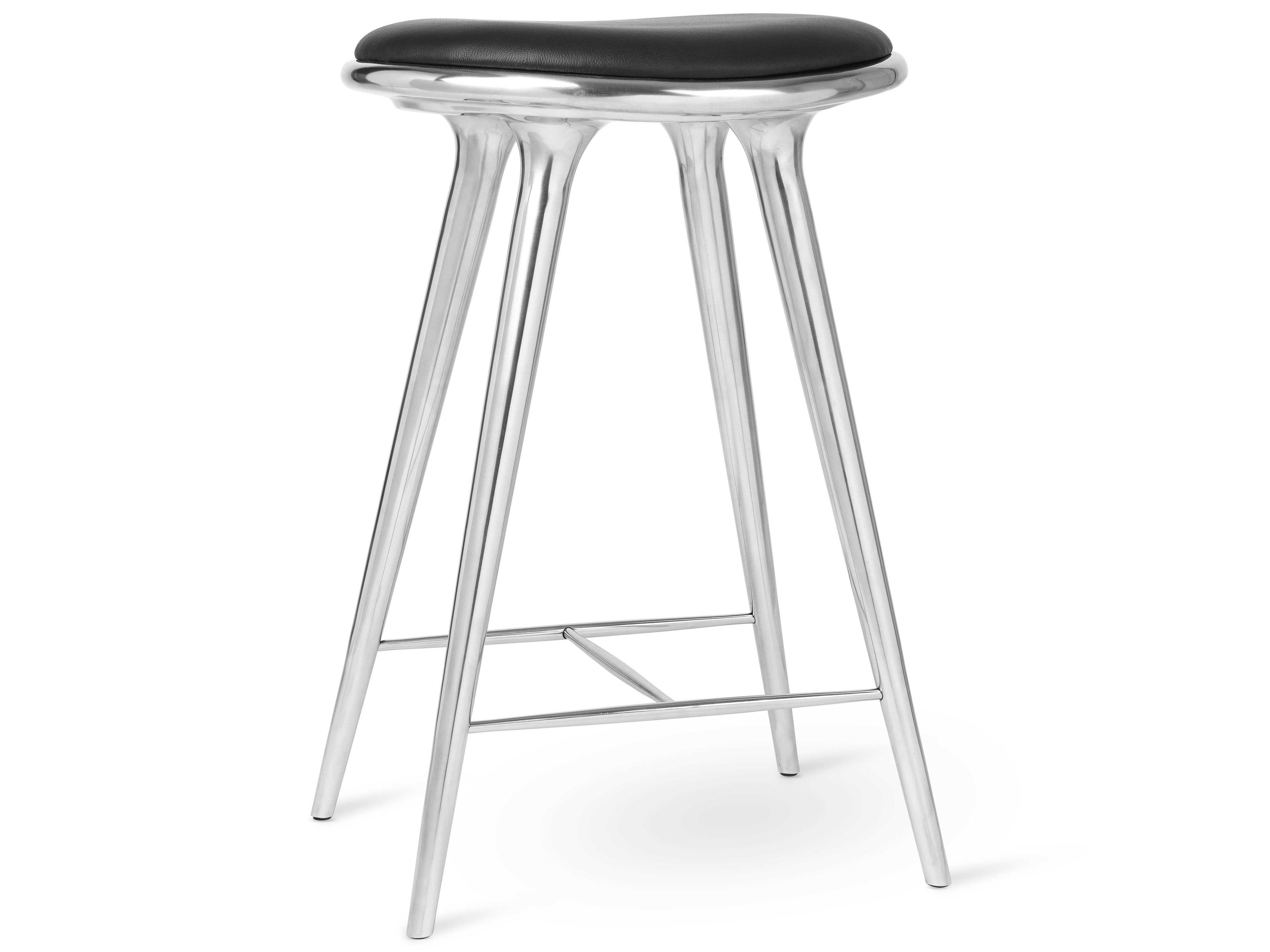 Mater Space Leather Aluminum Counter Stool