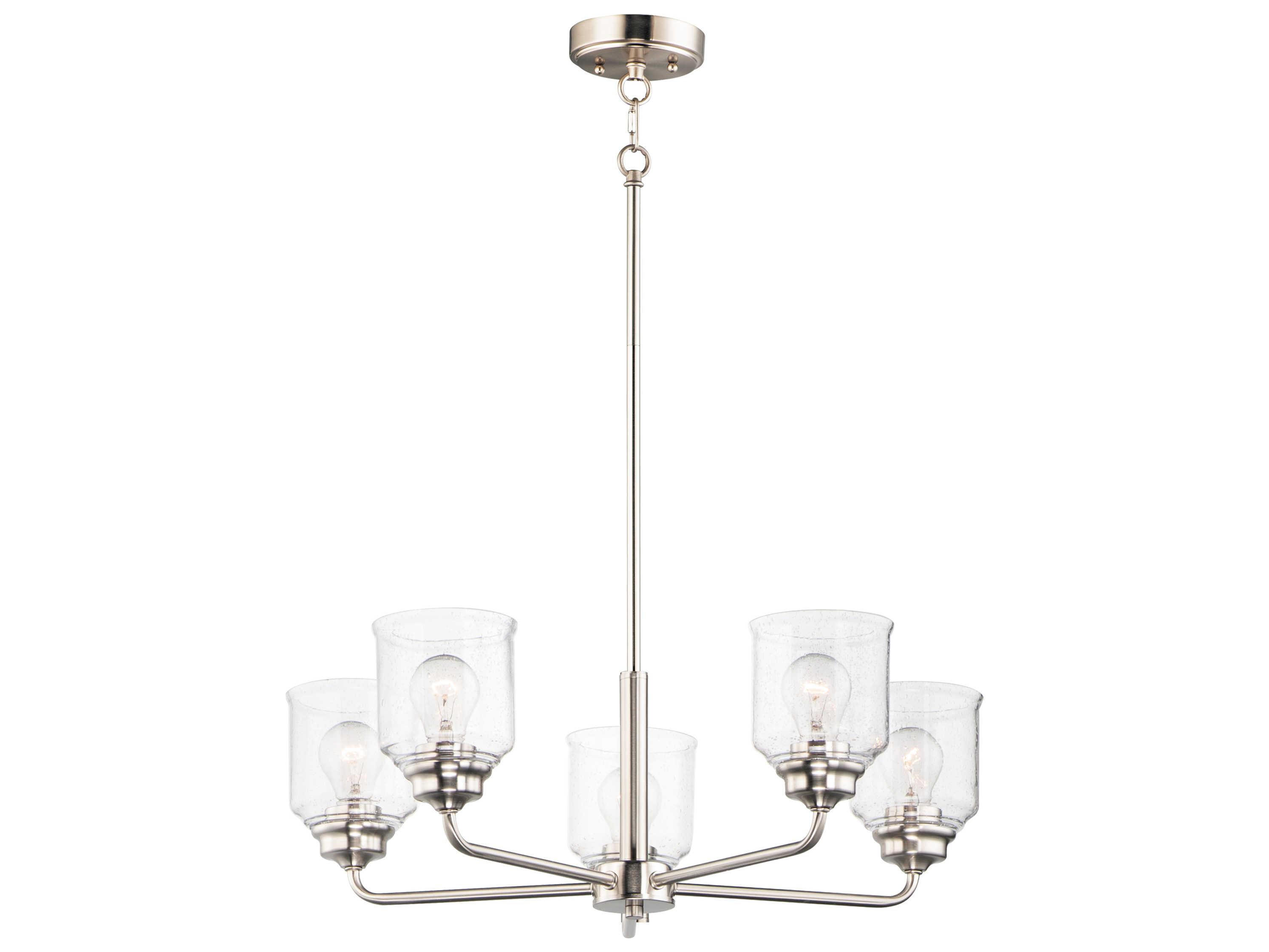 Maxim Lighting Acadia 5-Light Satin Nickel Glass Bell Chandelier