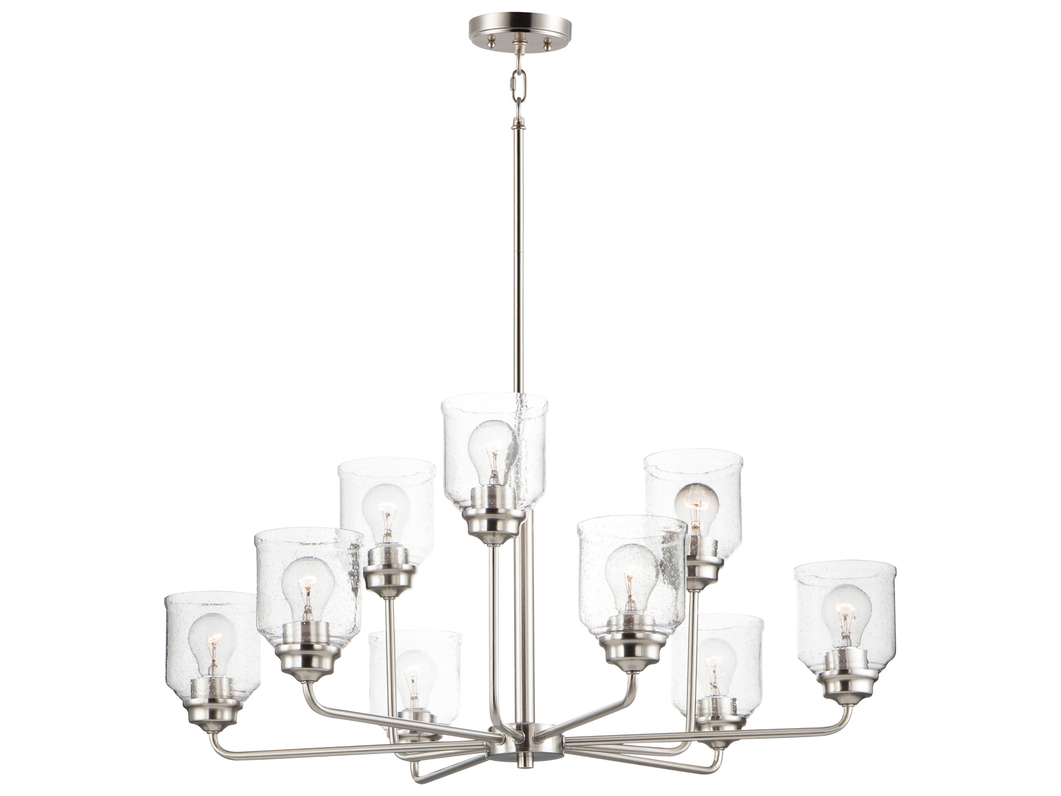 Maxim Lighting Acadia 9-Light Satin Nickel Glass Bell Chandelier