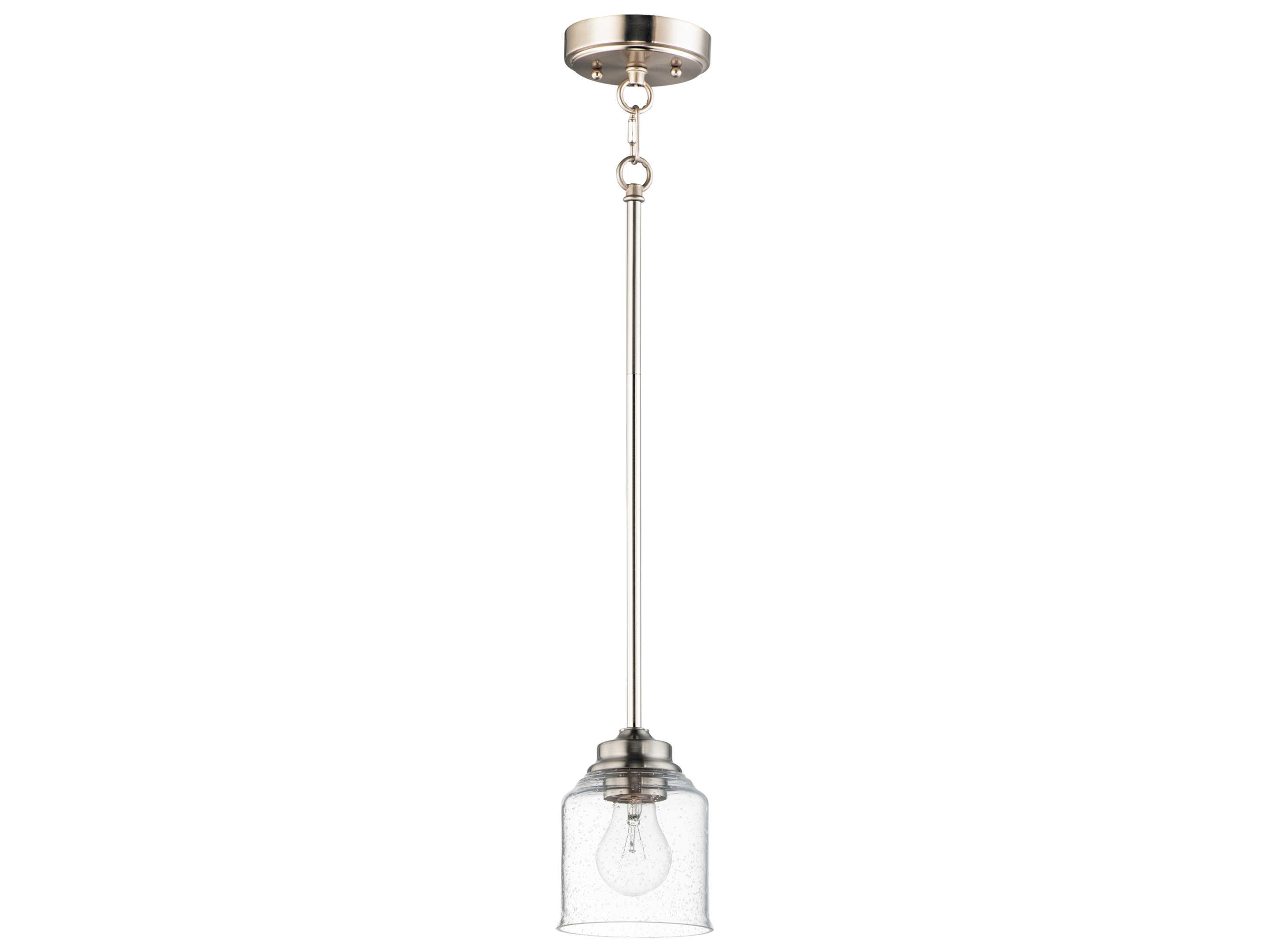 Maxim Lighting Acadia 1-Light Satin Nickel Glass Bell Mini Pendant