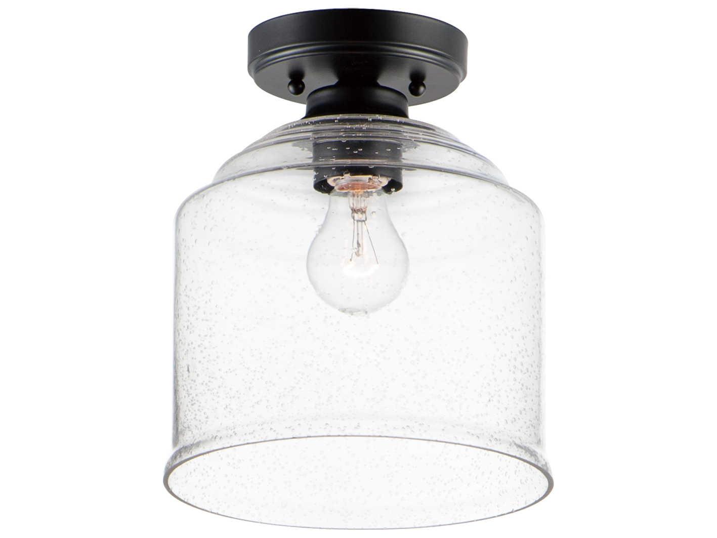 Maxim Lighting Acadia 1-Light Black Glass Bell Semi Flush Mount