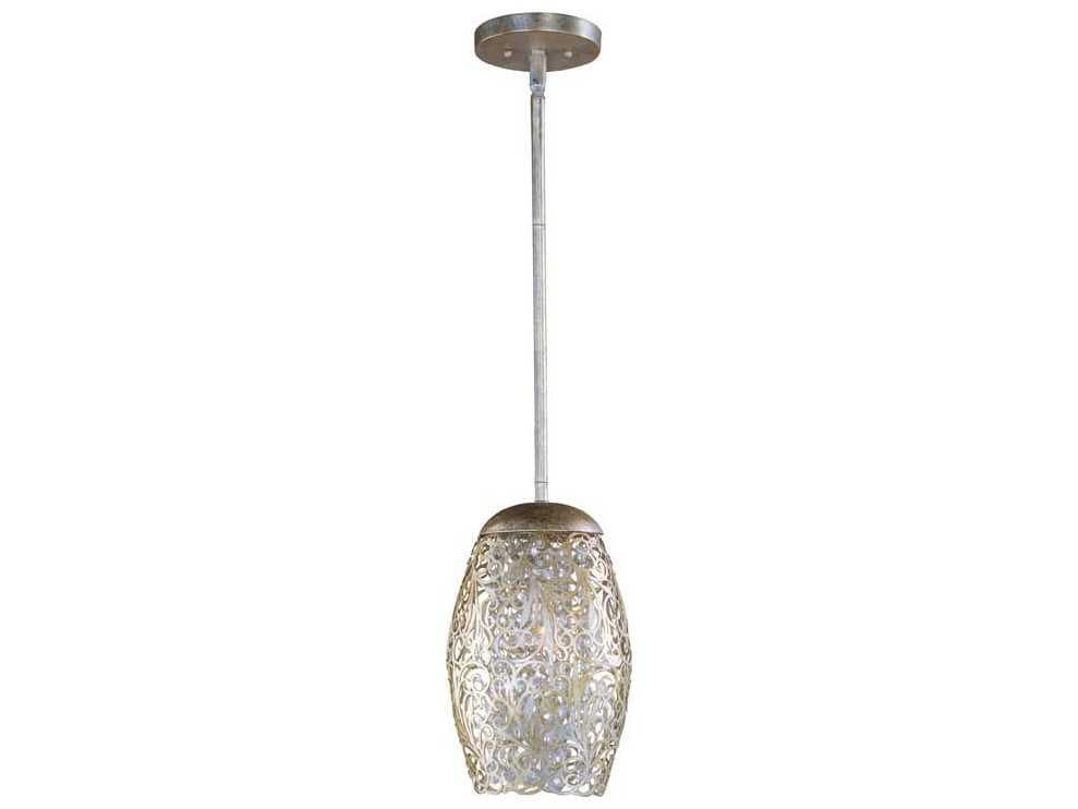 Maxim Lighting Arabesque 1-Light Golden Silver Crystal Glass Bell Mini Pendant
