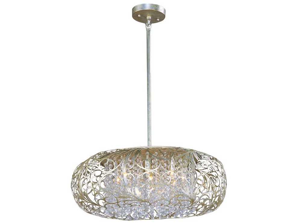 Maxim Lighting Arabesque 9-Light Golden Silver Crystal Glass Round Pendant