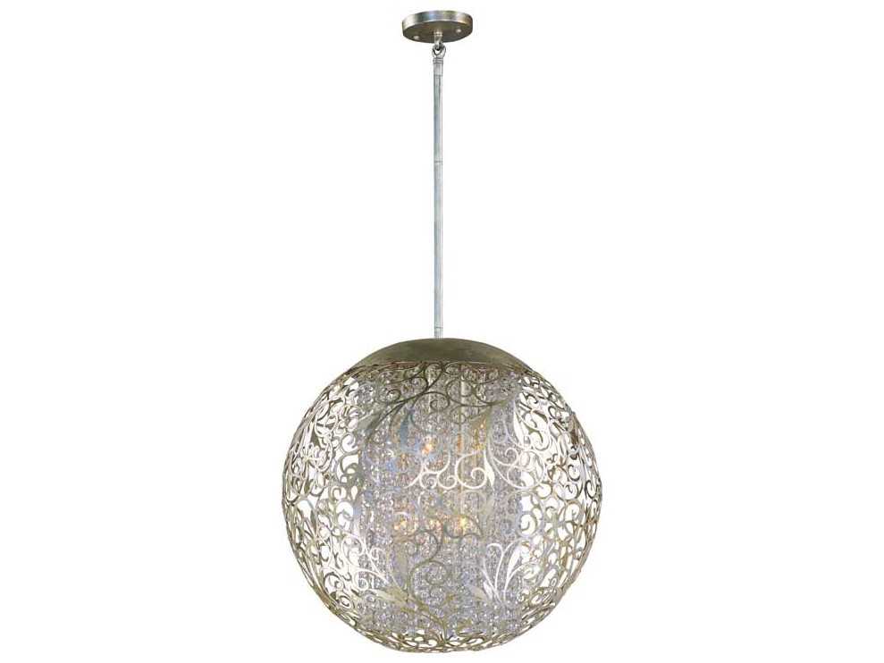 Maxim Lighting Arabesque 9-Light Golden Silver Crystal Glass Round Pendant