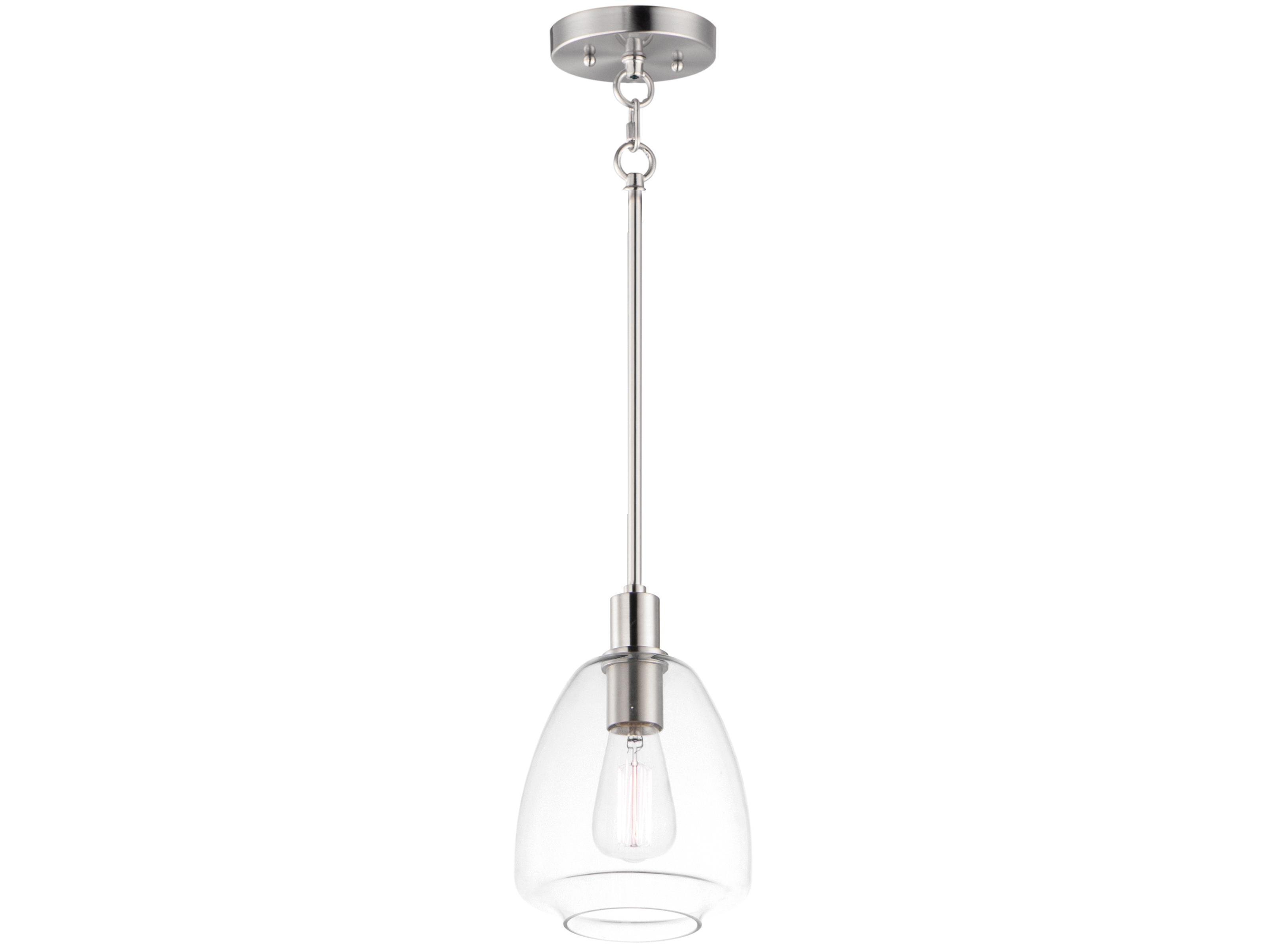 Maxim Lighting Babylon 1-Light Satin Nickel Glass Bell Mini Pendant