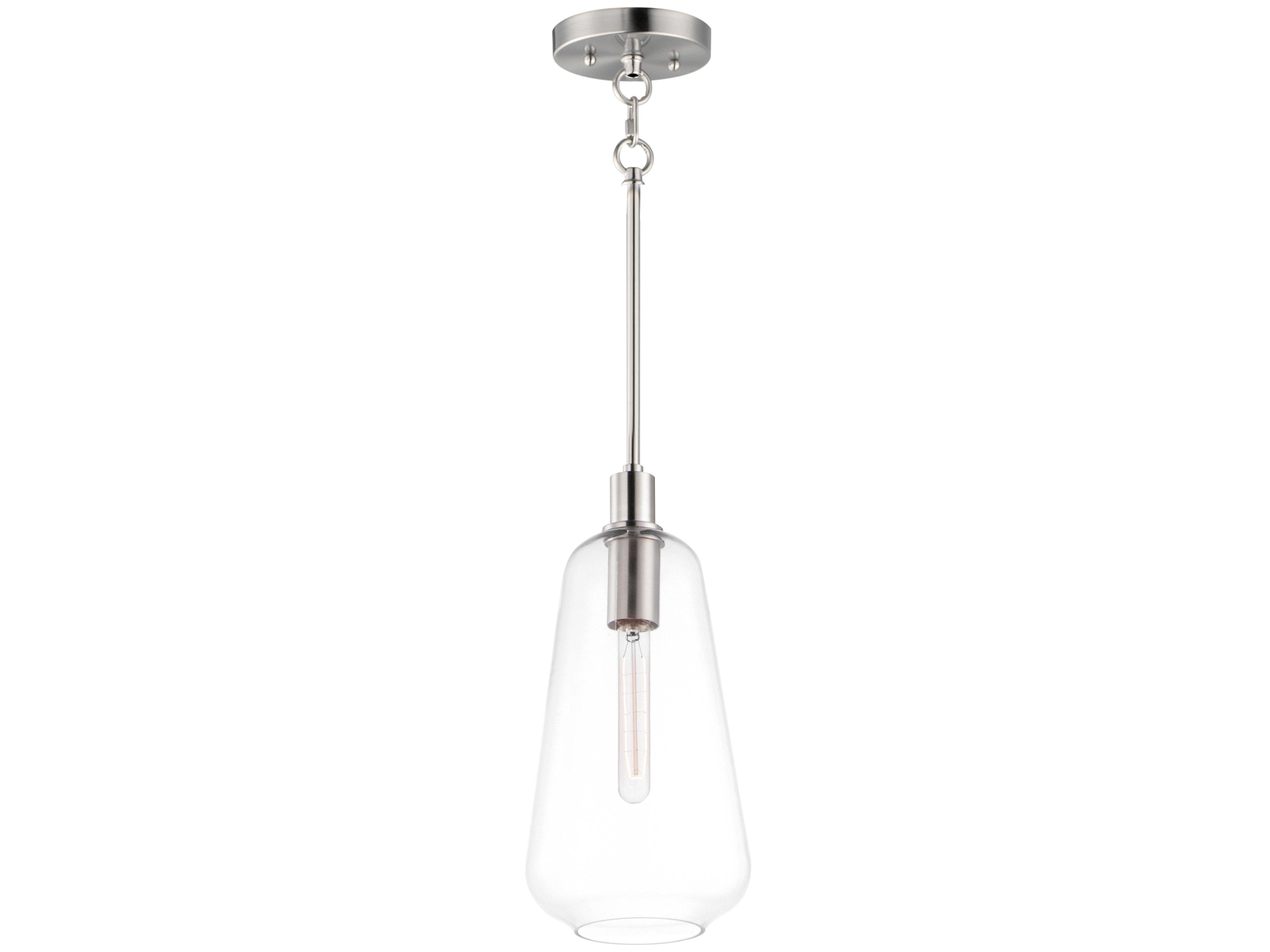 Maxim Lighting Babylon 1-Light Satin Nickel Glass Bell Mini Pendant