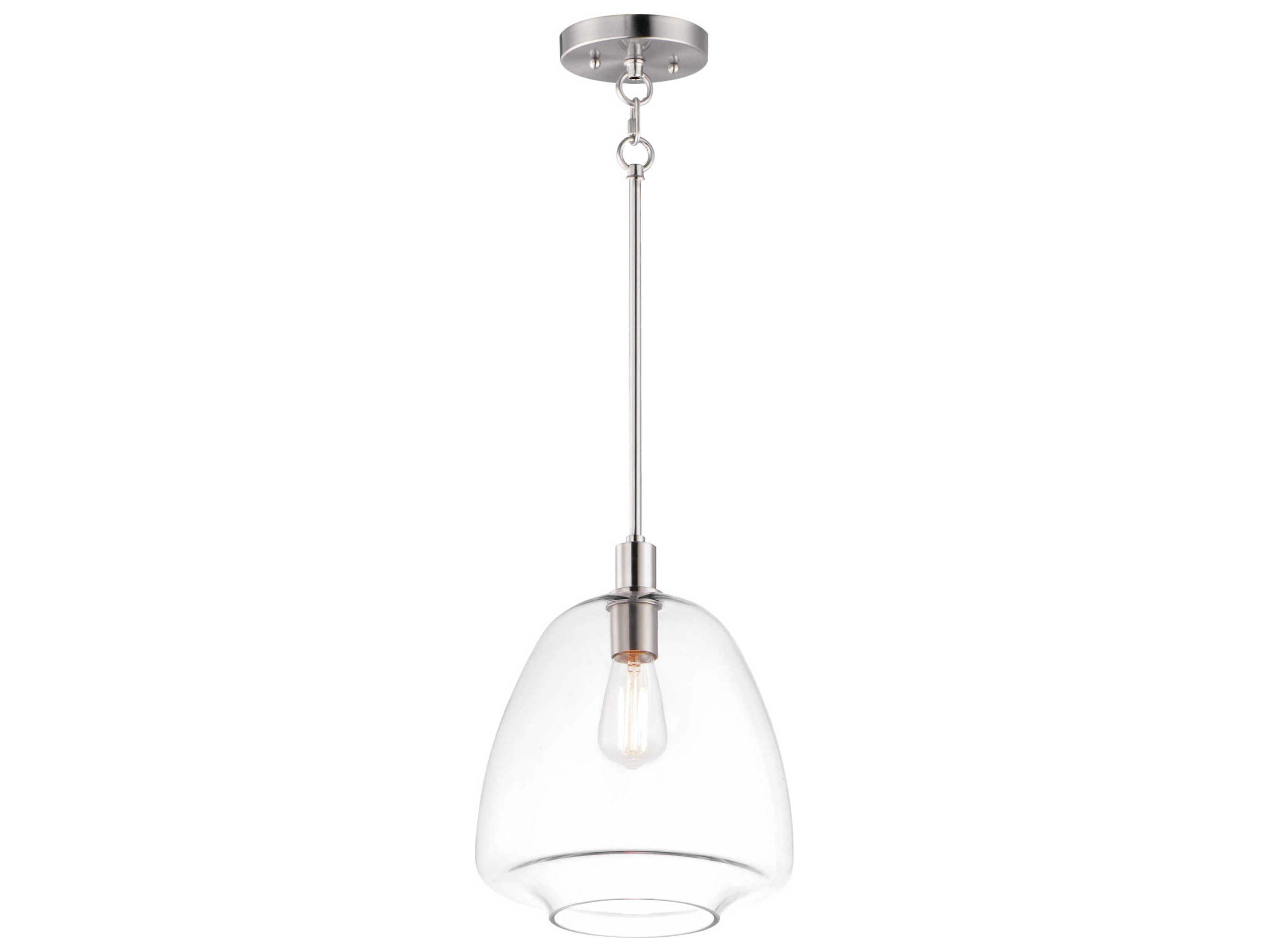 Maxim Lighting Babylon 1-Light Satin Nickel Glass Bell Mini Pendant