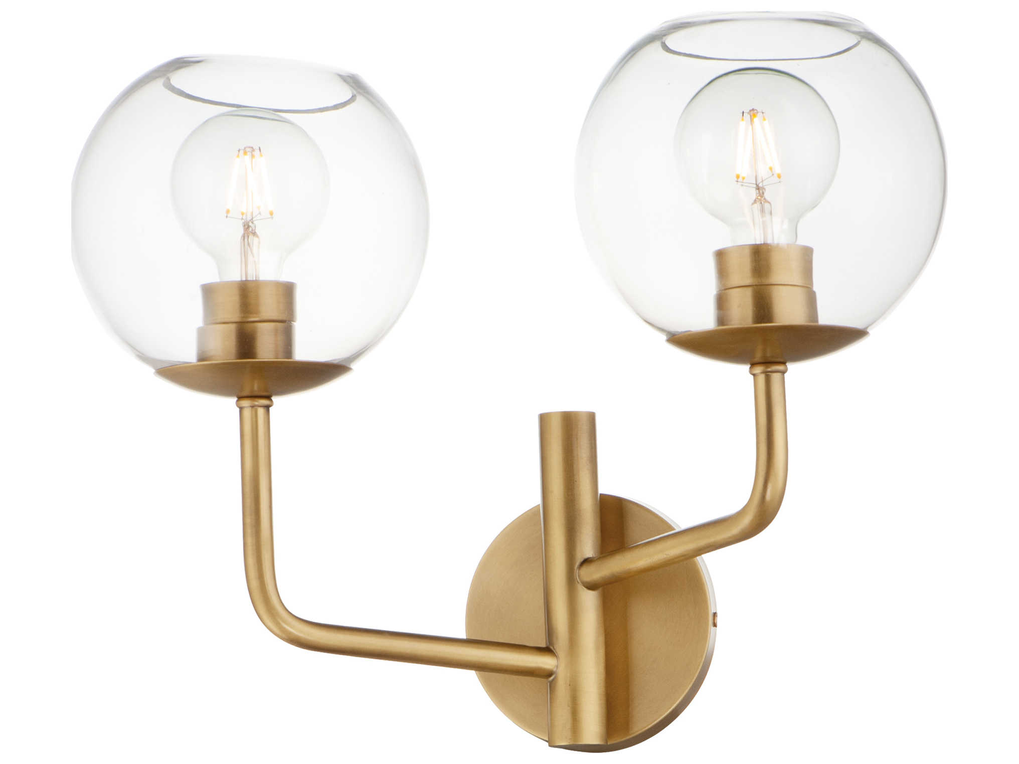 Maxim Lighting Branch 2-Light Natural Aged Brass Glass Wall Sconce