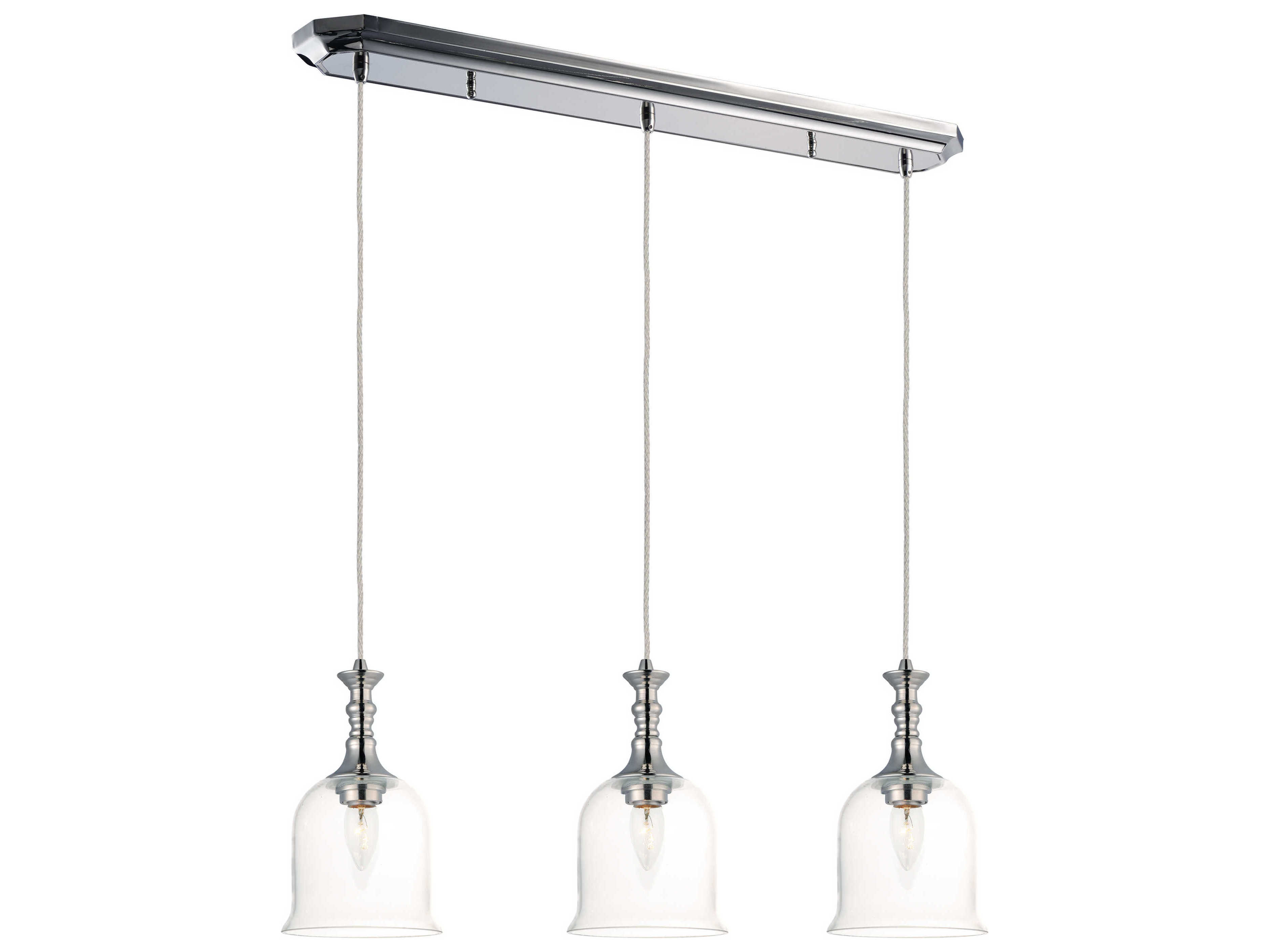 Maxim Lighting Centennial 3-Light Polished Nickel Glass Bell Island Pendant