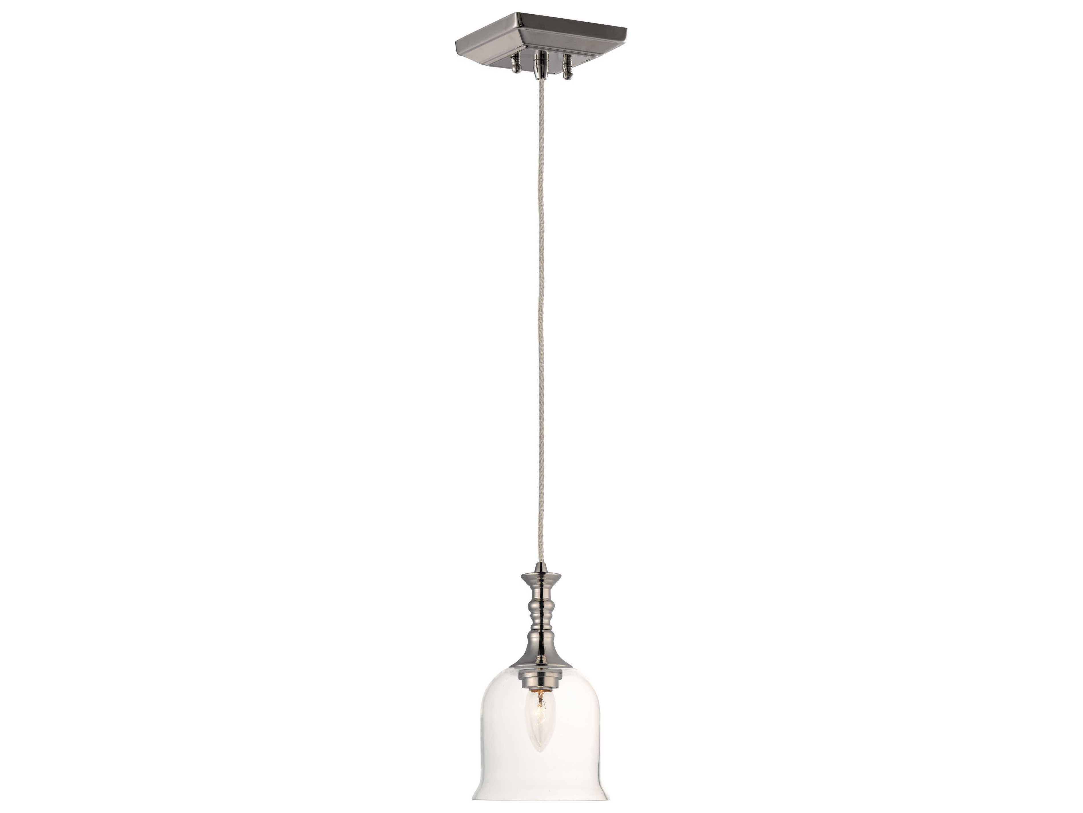Maxim Lighting Centennial 1-Light Polished Nickel Glass Bell Mini Pendant
