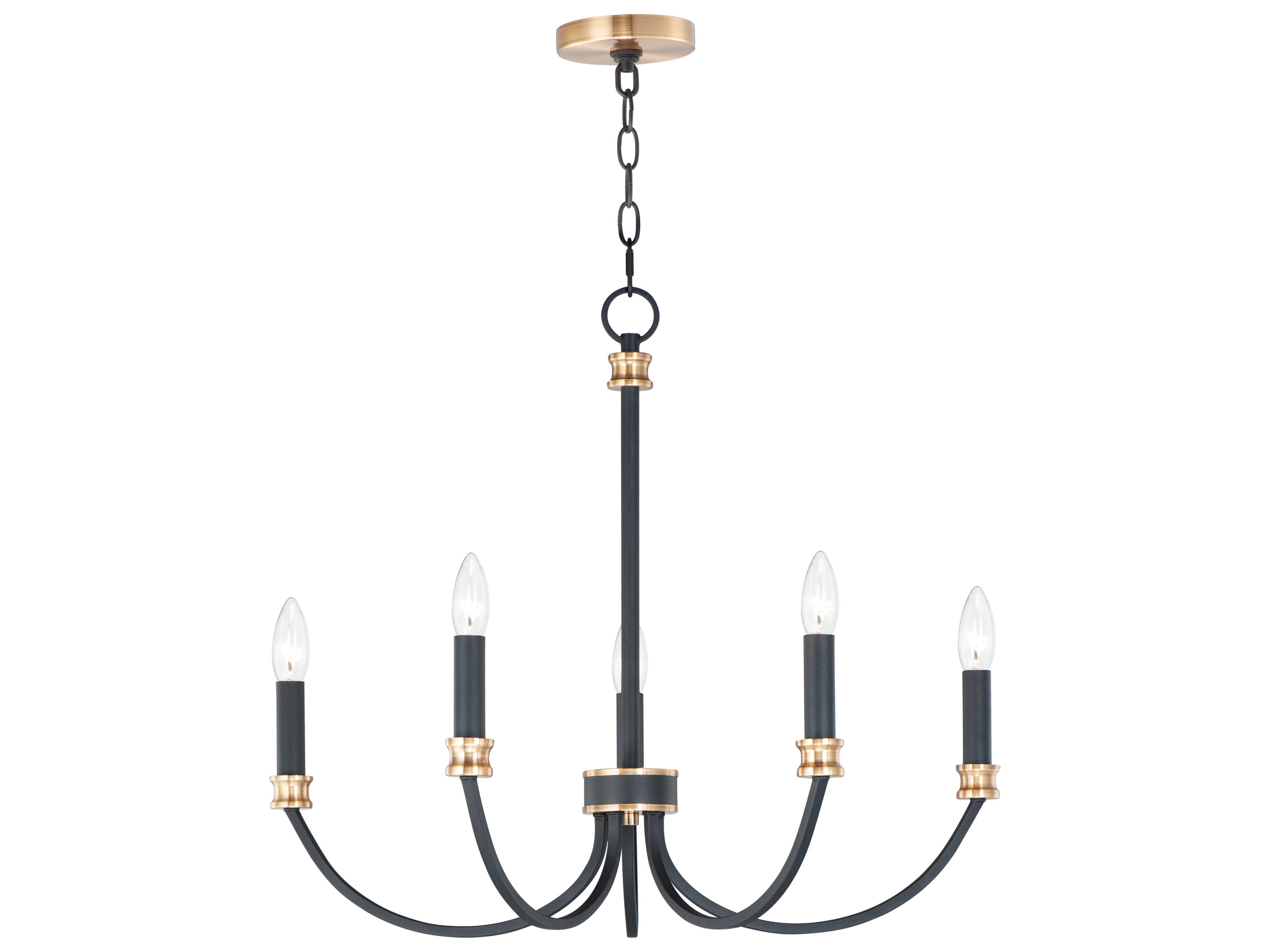 Maxim Lighting Charlton 5-Light Black Antique Brass Candelabra Chandelier