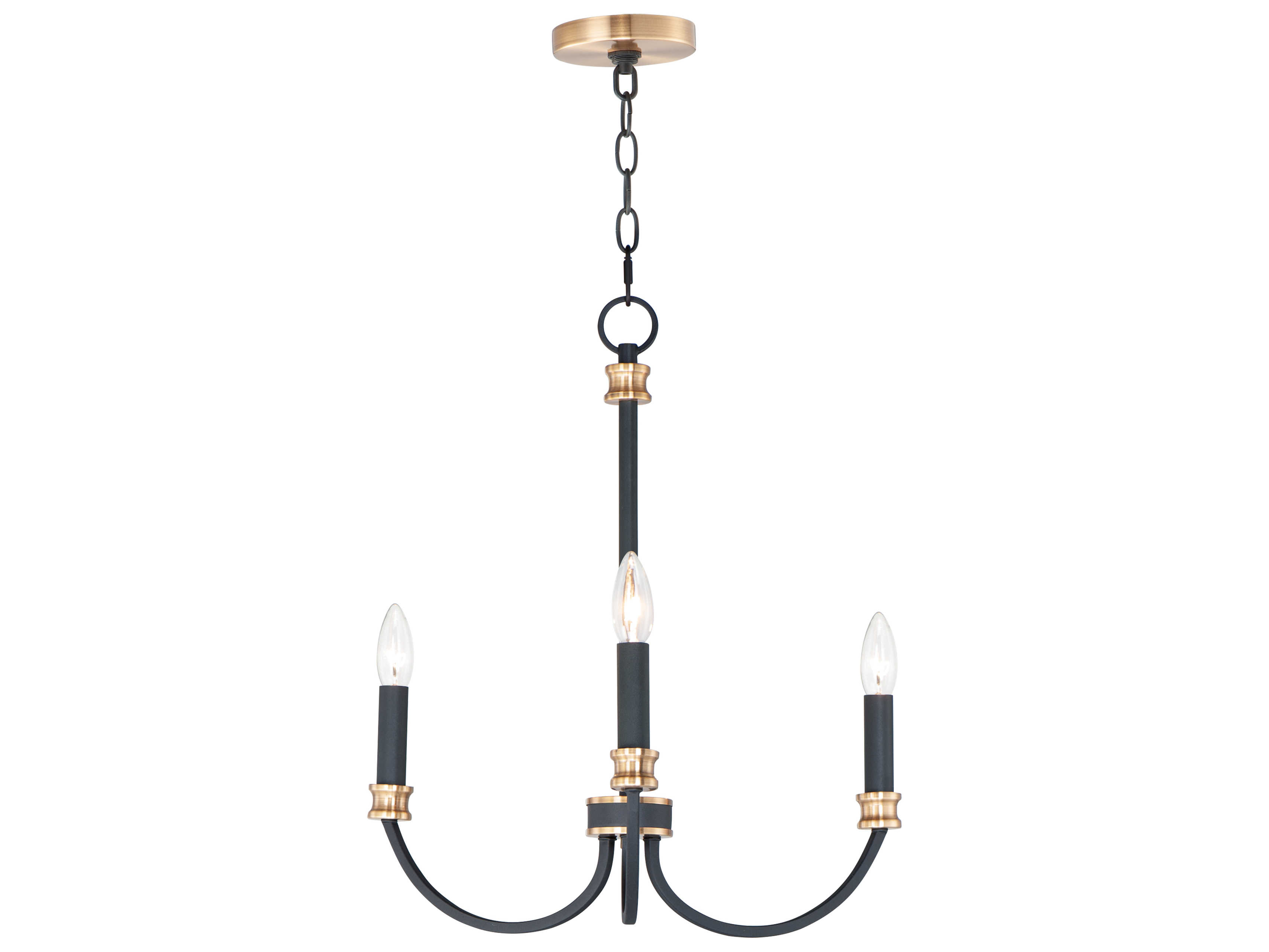 Maxim Lighting Charlton 3-Light Black Antique Brass Candelabra Chandelier