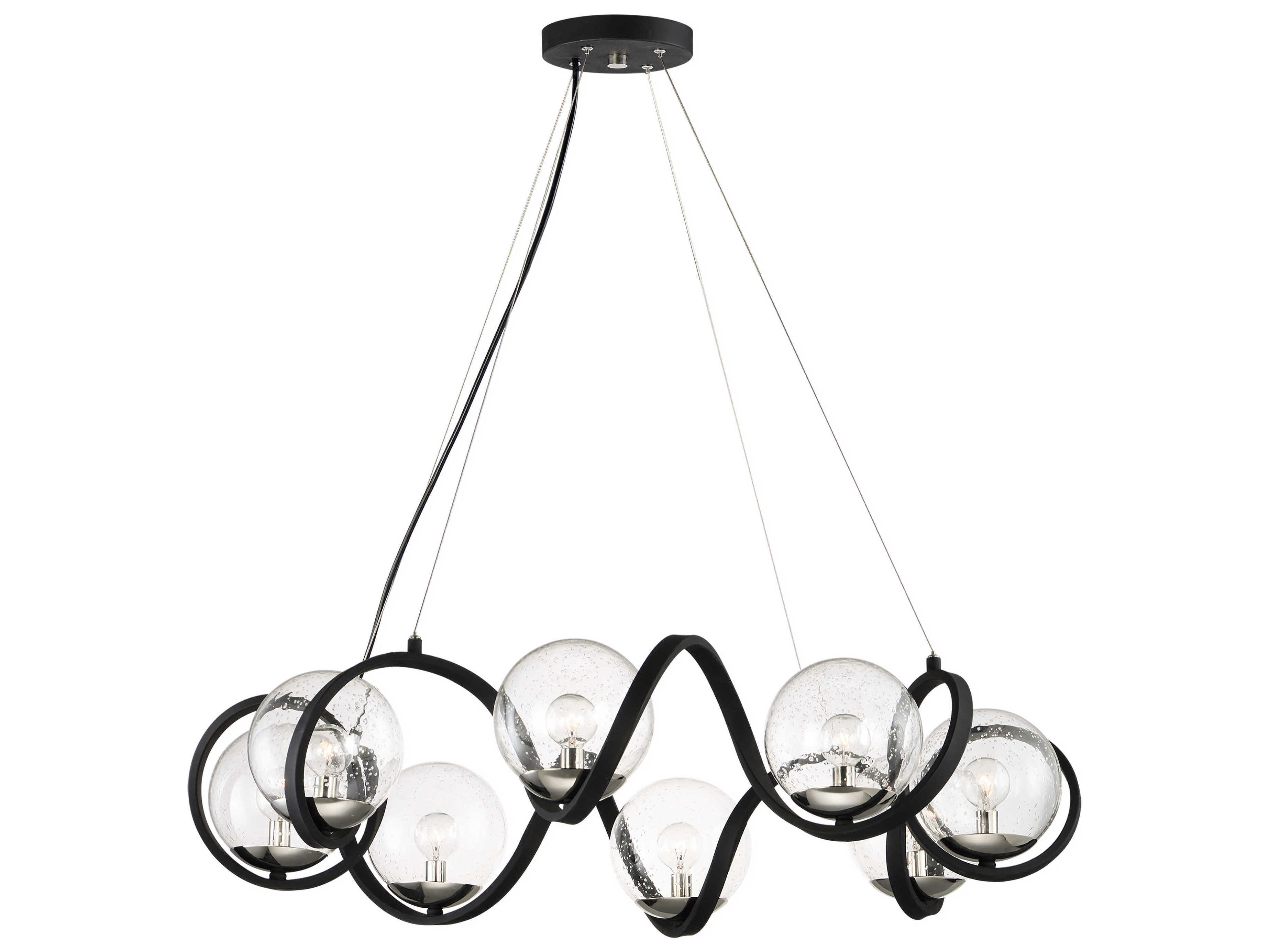 Maxim Lighting Curlicue 8-Light Black Polished Nickel Glass Globe Pendant