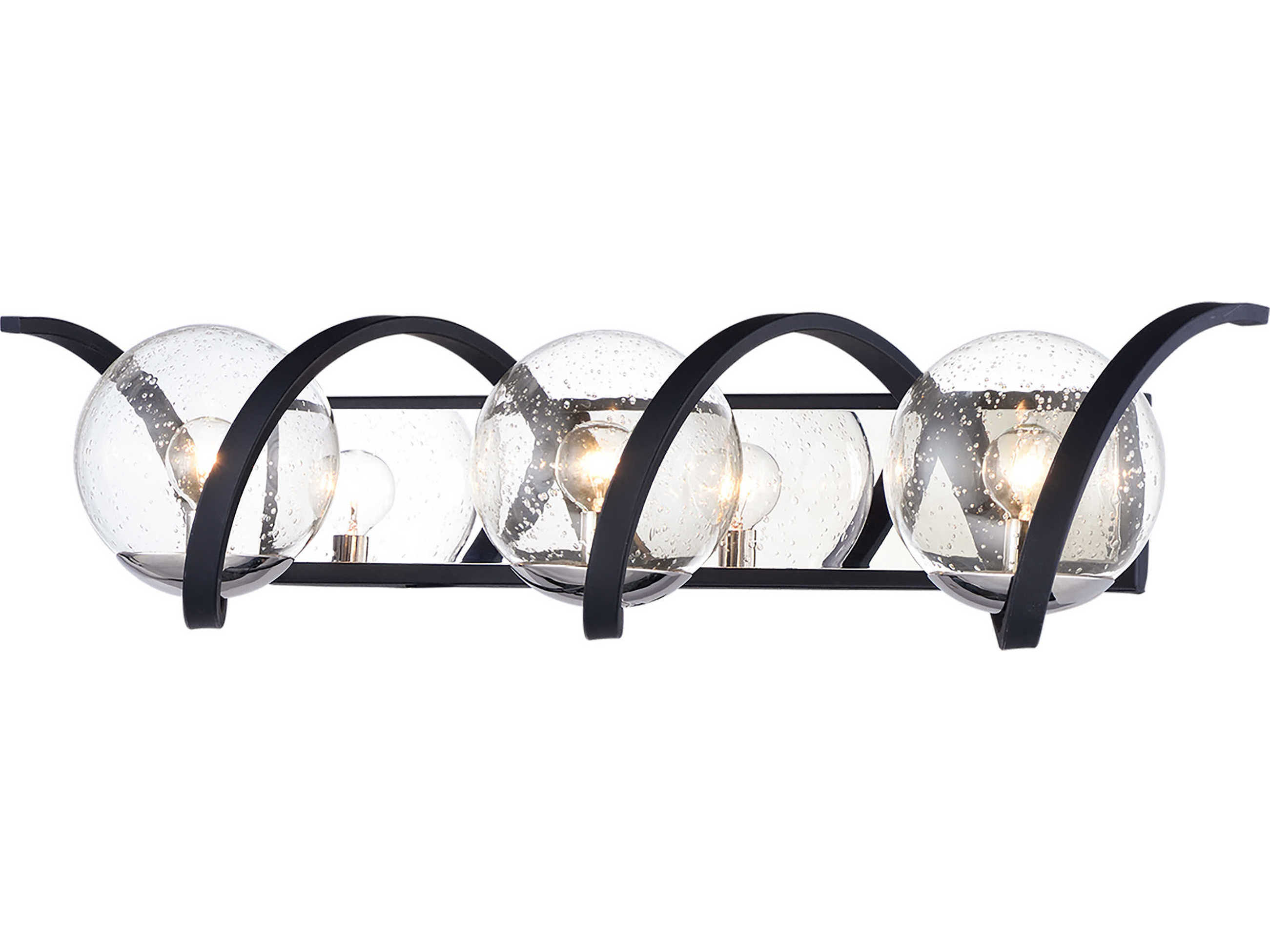 Maxim Lighting Curlicue 3-Light Black Polished Nickel Glass Vanity Light