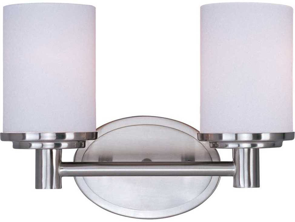 Maxim Lighting Cylinder 2-Light Satin Nickel Glass Vanity Light