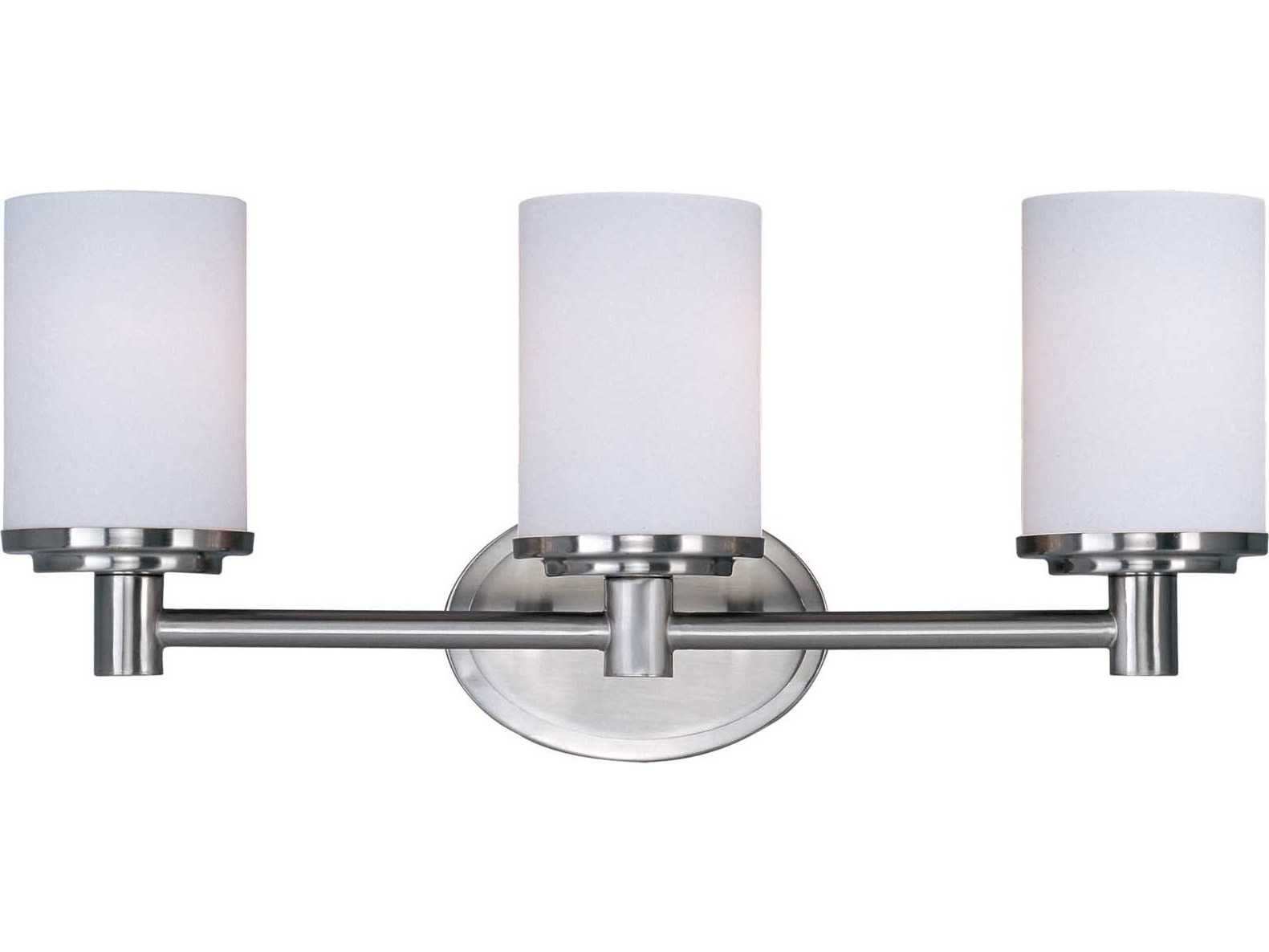 Maxim Lighting Cylinder 3-Light Satin Nickel Glass Vanity Light