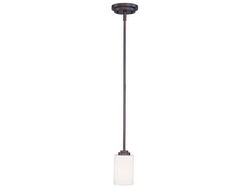 Maxim Lighting Deven 1-Light Oil Rubbed Bronze Glass Cylinder Mini Pendant