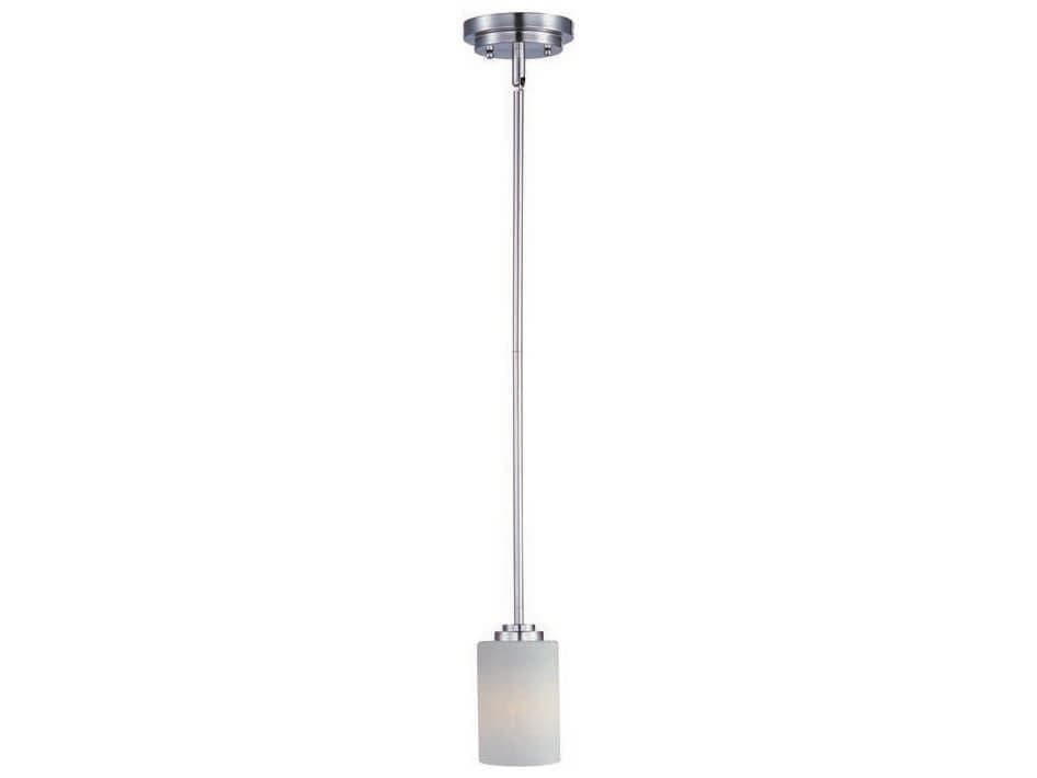 Maxim Lighting Deven 1-Light Satin Nickel Glass Cylinder Mini Pendant