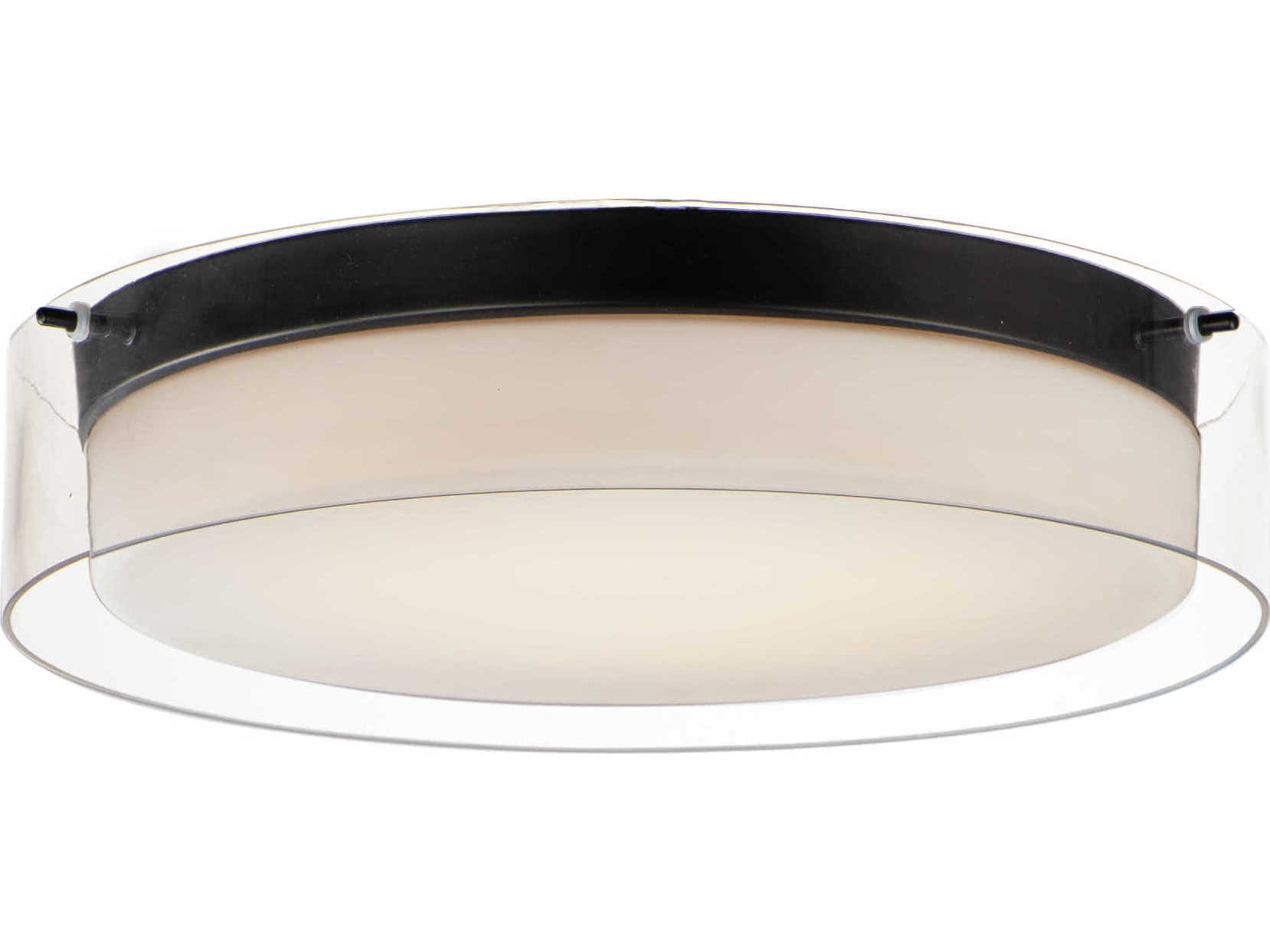 Maxim Lighting Duo 1-Light Black Glass LED Drum Flush Mount