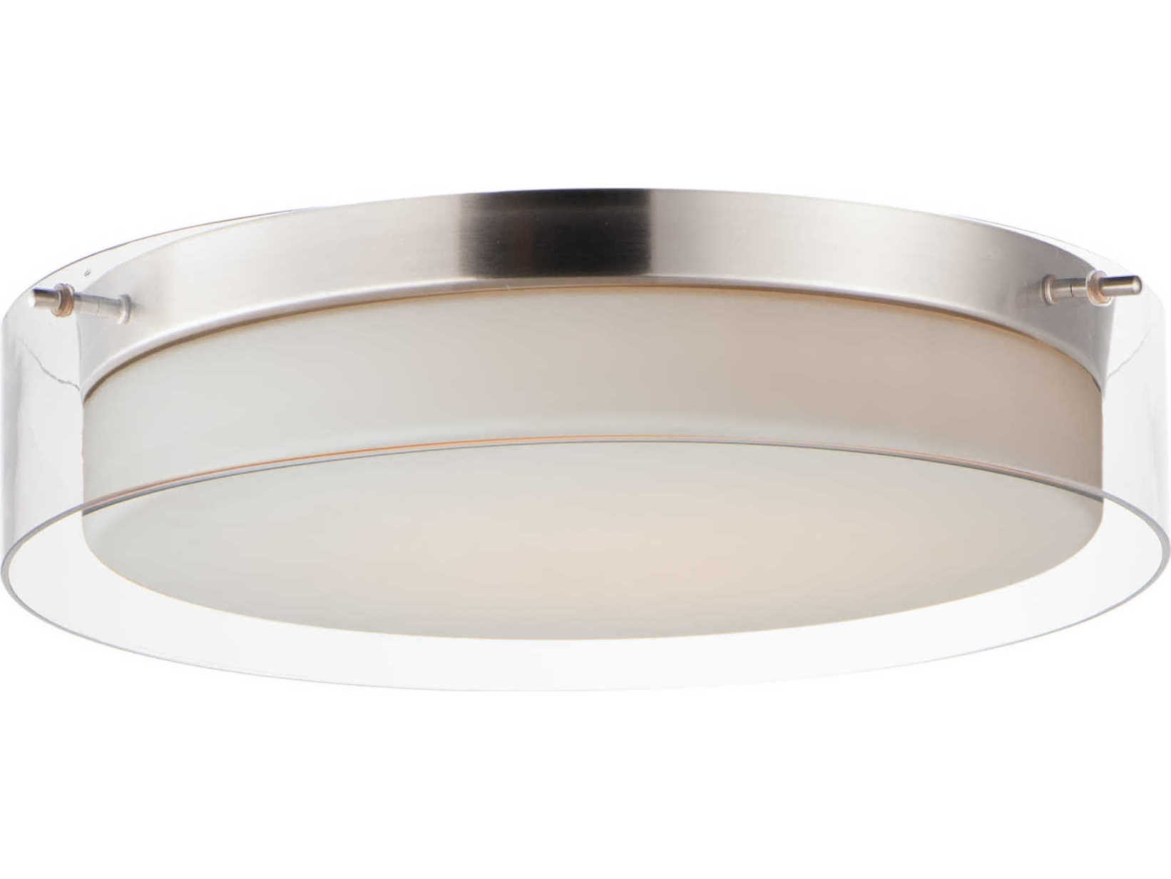 Maxim Lighting Duo 1-Light Satin Nickel Glass LED Drum Flush Mount