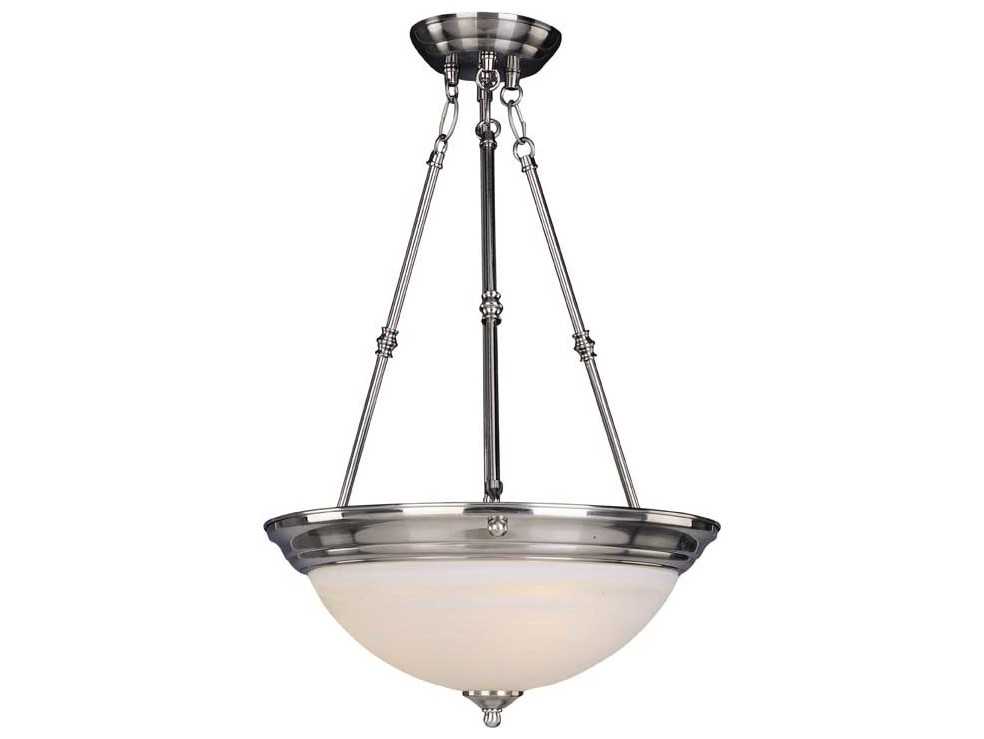 Maxim Lighting Essentials 3-Light Satin Nickel Glass Bowl Pendant