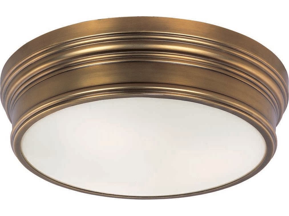 Maxim Lighting Fairmont 3-Light Natural Aged Brass Glass Drum Flush Mount
