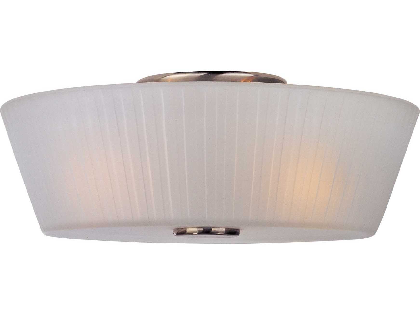 Maxim Lighting Finesse 3-Light Satin Nickel Glass Drum Flush Mount