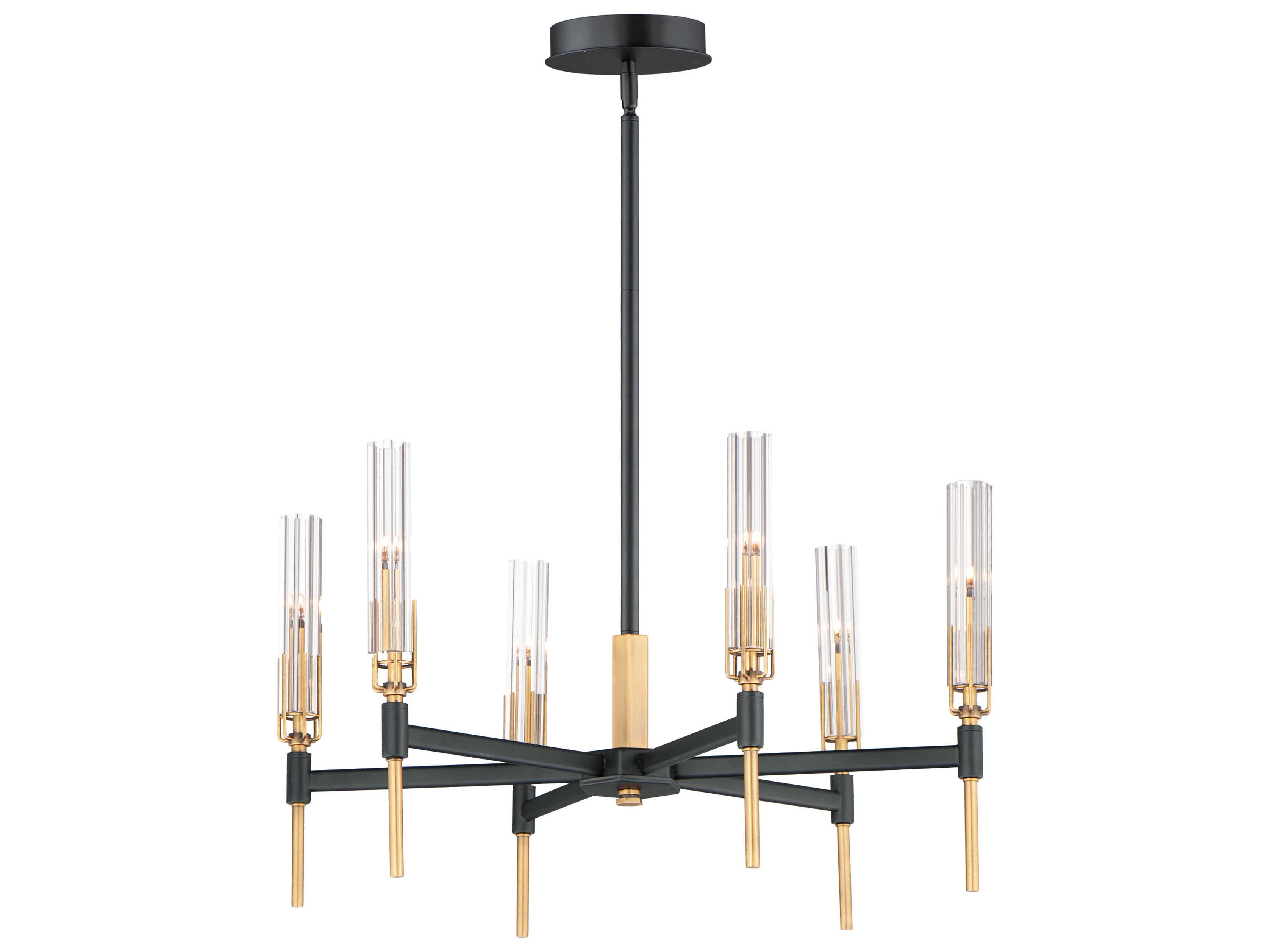 Maxim Lighting Flambeau 6-Light Black Antique Brass Glass LED Candelabra Chandelier