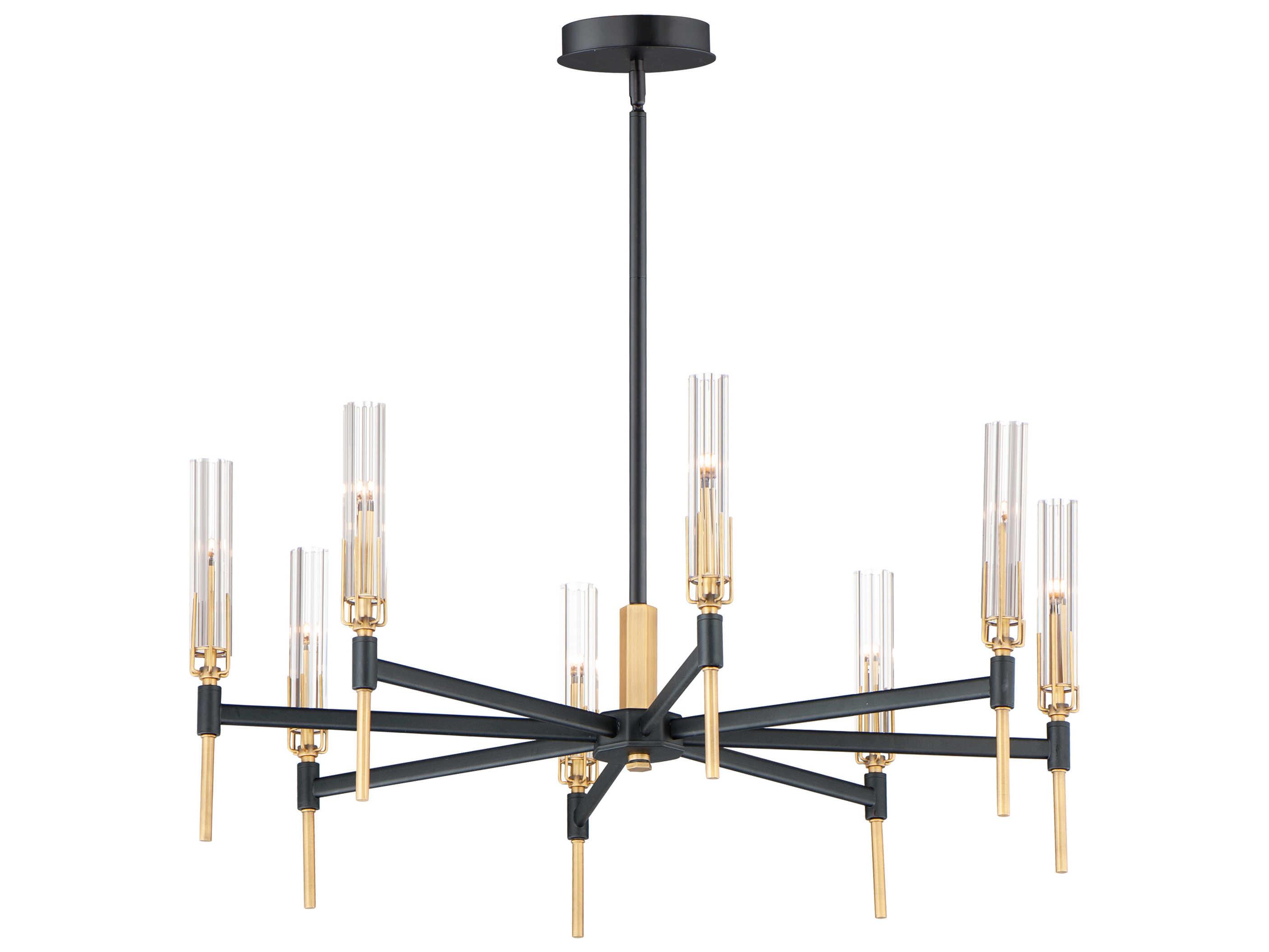 Maxim Lighting Flambeau 8-Light Black Antique Brass Glass LED Candelabra Chandelier