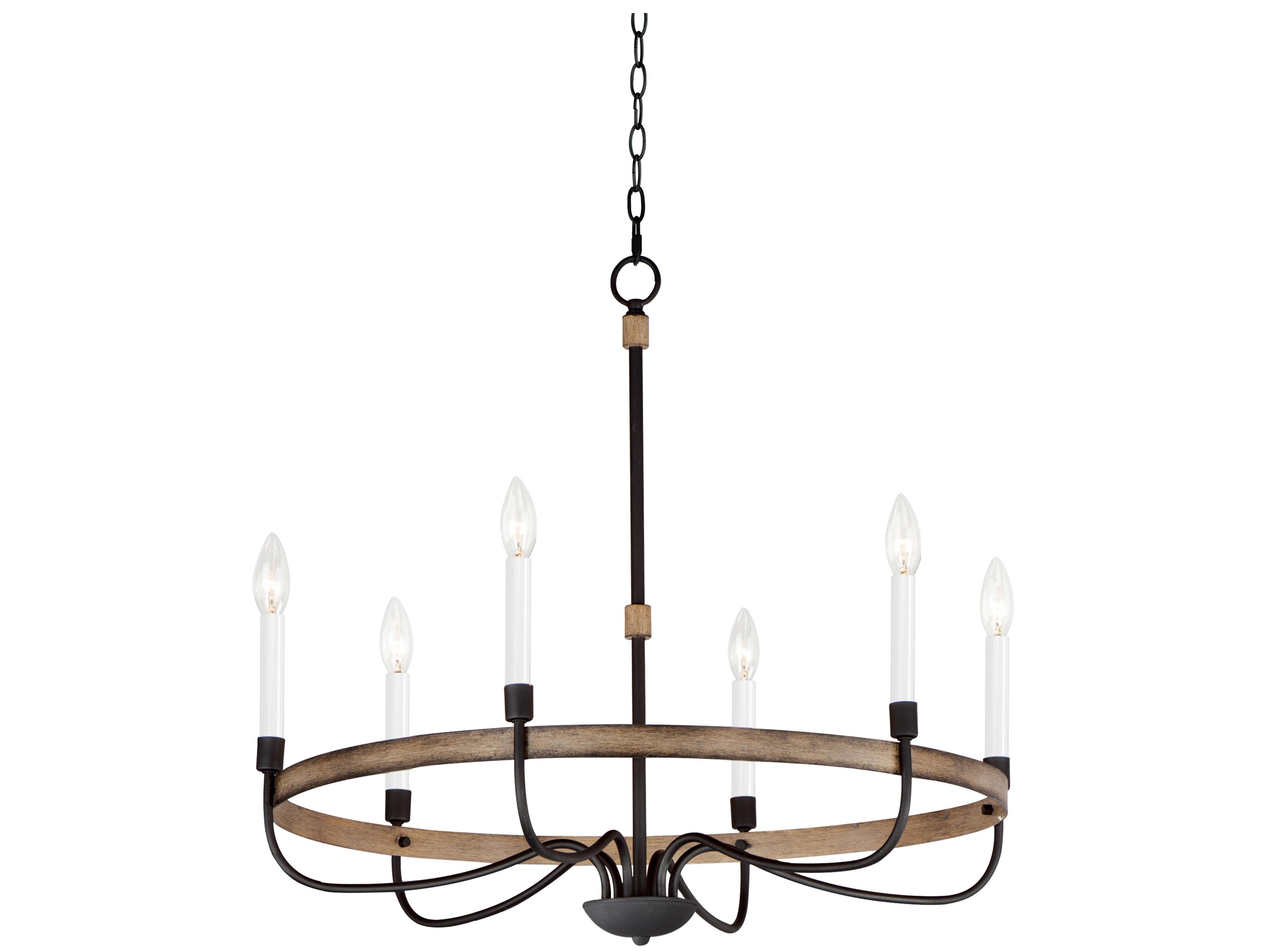 Maxim Lighting Franklin 6-Light Driftwood Black Brown Candelabra Chandelier