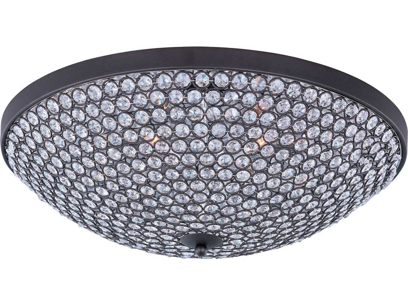 Maxim Lighting Glimmer 6-Light Bronze Crystal Glass Bowl Flush Mount