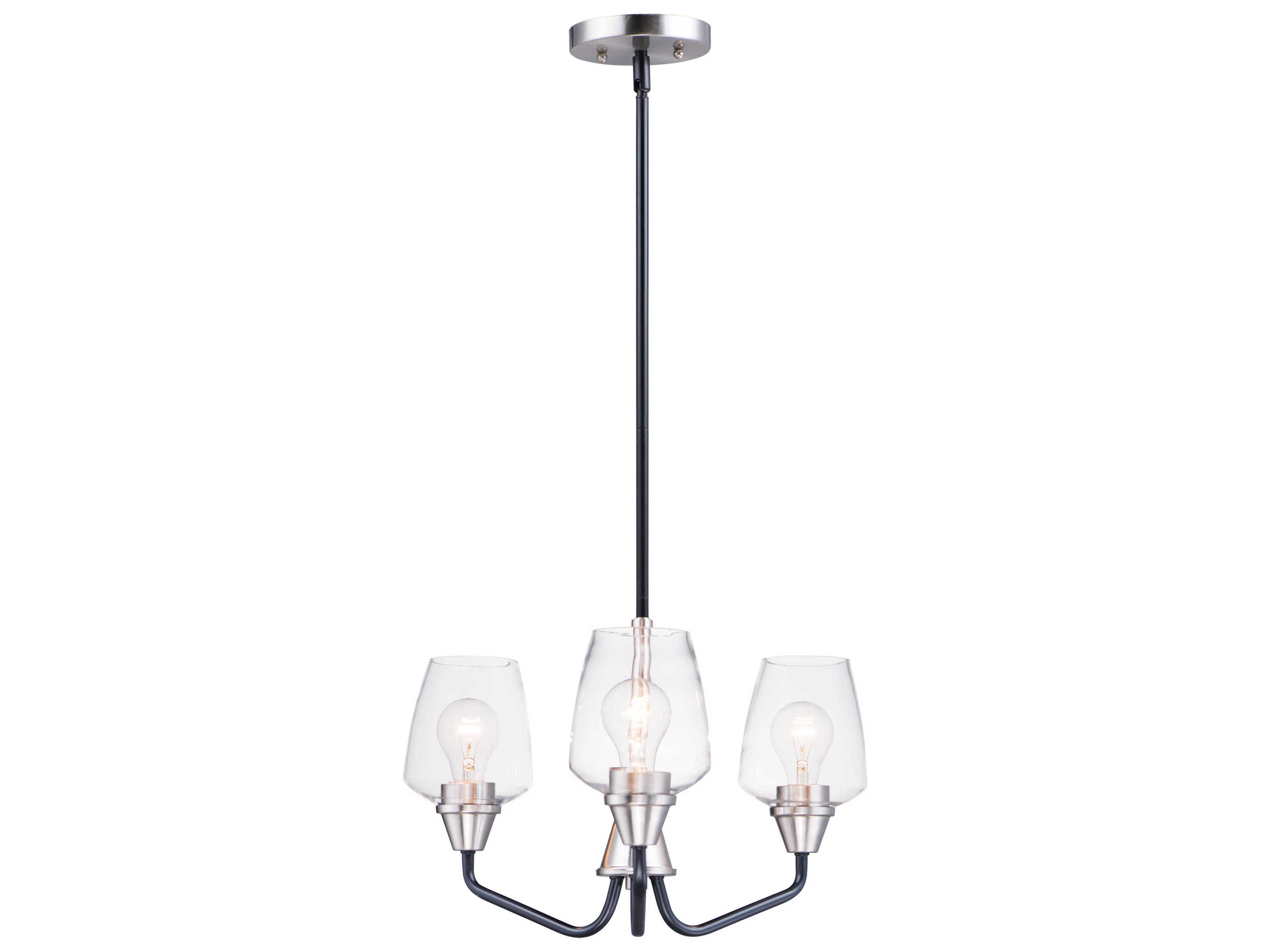 Maxim Lighting Goblet 3-Light Black Satin Nickel Glass Bell Chandelier