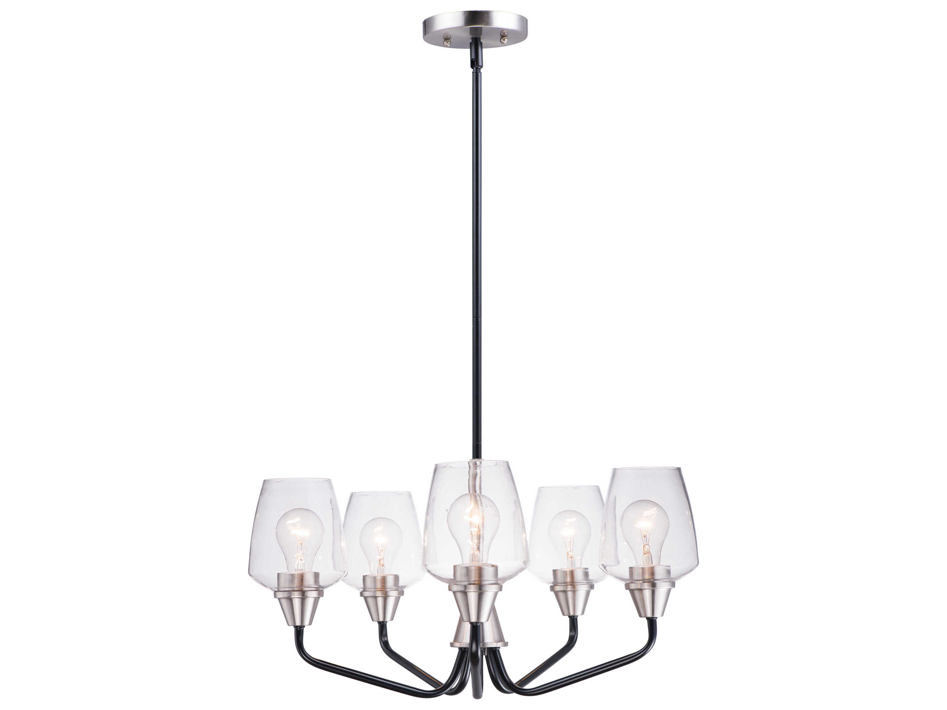 Maxim Lighting Goblet 5-Light Black Satin Nickel Glass Candelabra Chandelier
